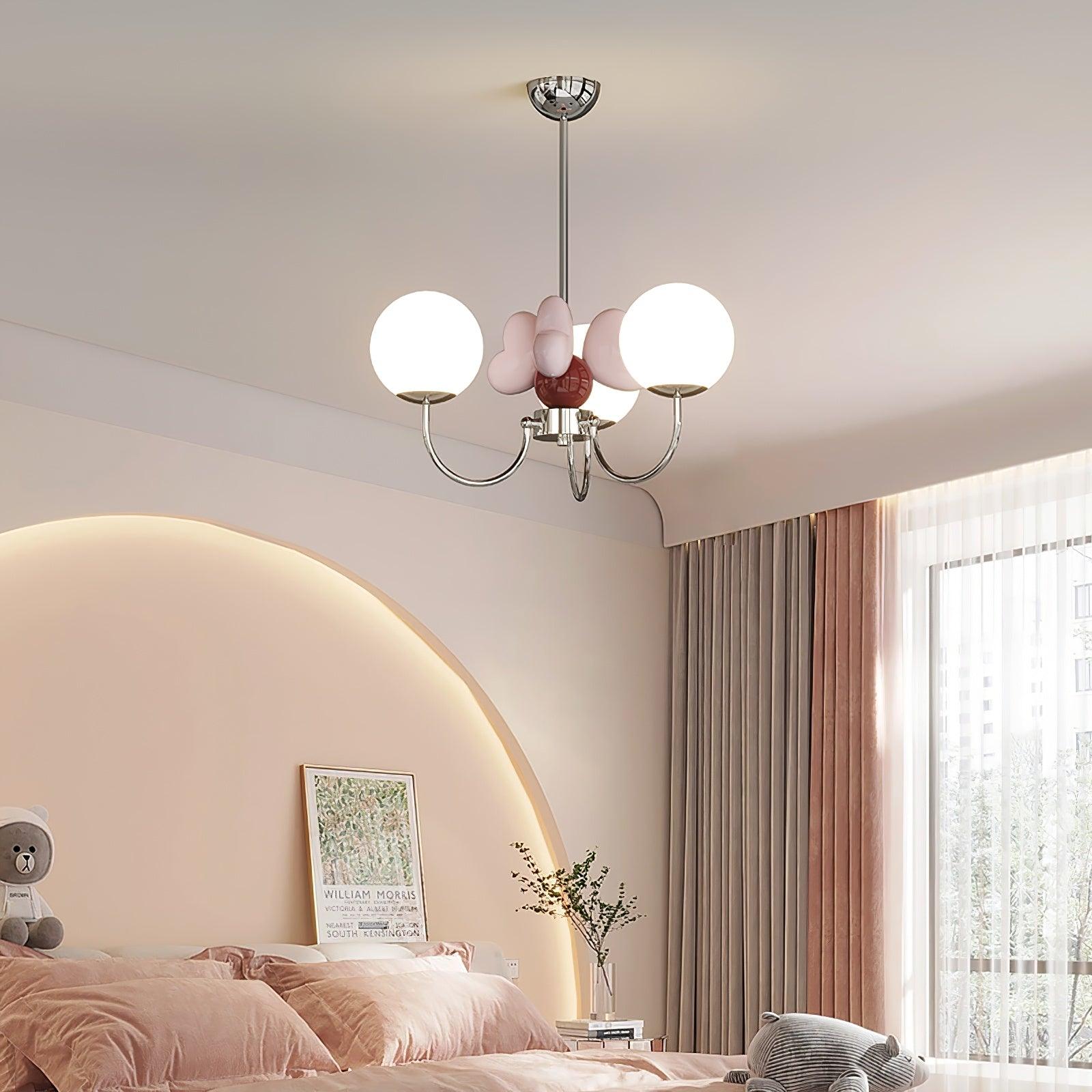 Nica Lustre Pétales en Porcelaine Rose Globes Dépoli - Neutralighting