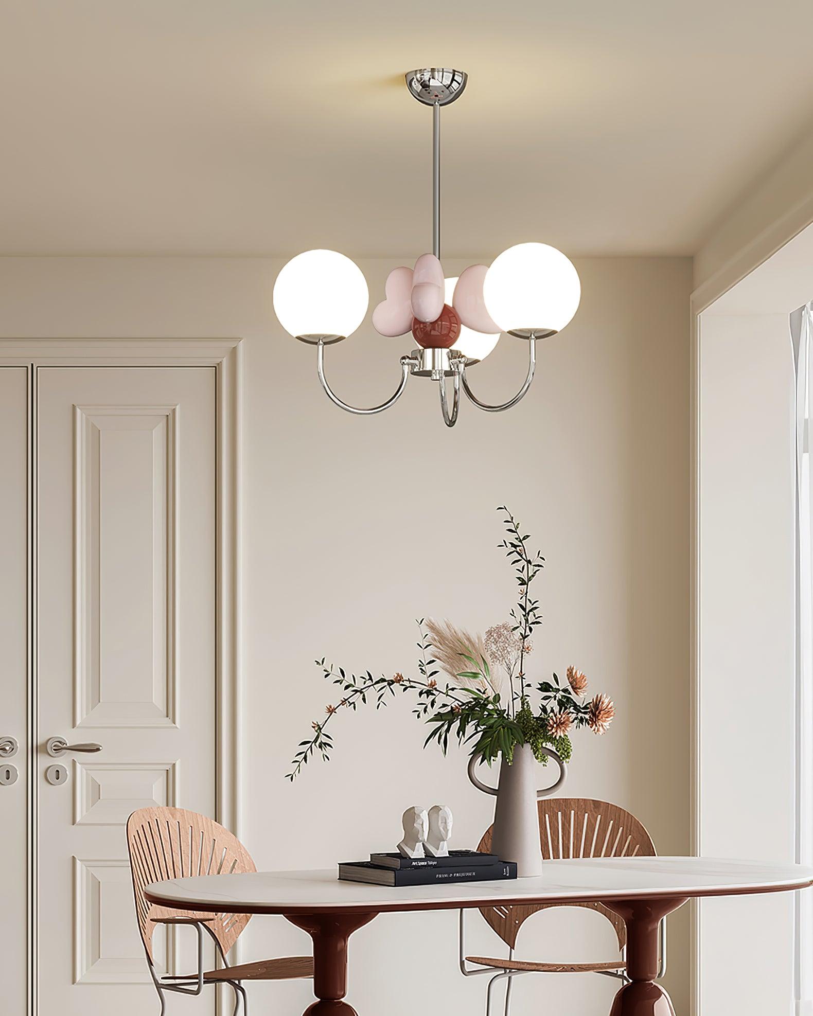 Nica Lustre Pétales en Porcelaine Rose Globes Dépoli - Neutralighting