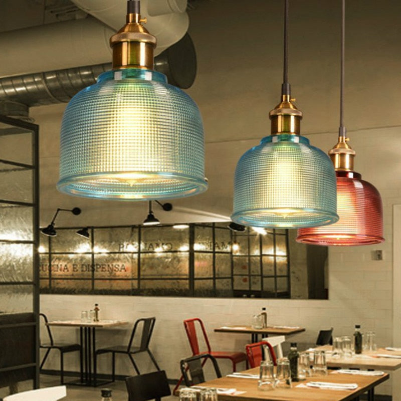 Ilira Vintage Luminaires Suspension. Bleu/Rouge/Transparent/Ambre