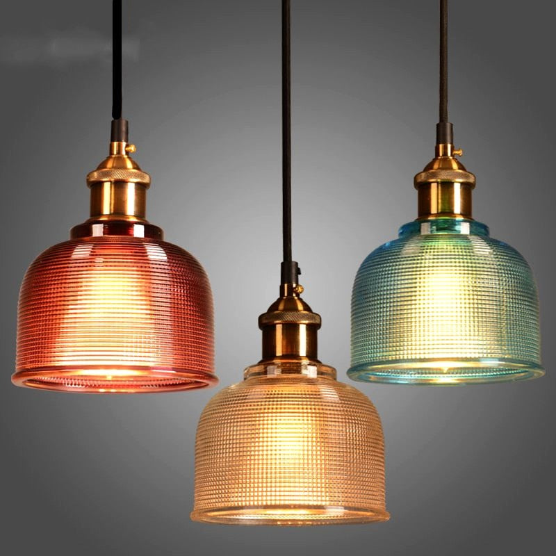 Ilira Vintage Luminaires Suspension. Bleu/Rouge/Transparent/Ambre