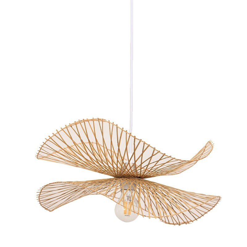 Ritta Suspension Linéaire Vintage, Rotin, Bois, Salon - Neutralighting