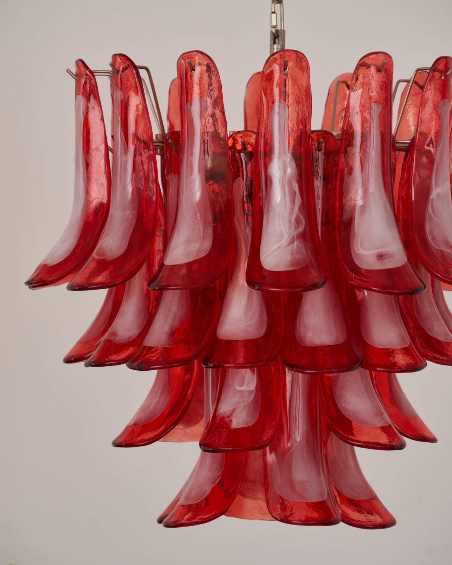 Aurora Chandelier Crimson Murano Glass Petals Layered Vintage - Letslighting
