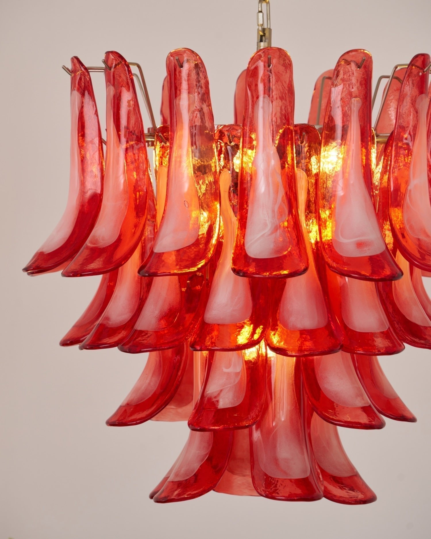 Aurora Chandelier Crimson Murano Glass Petals Layered Vintage - Letslighting