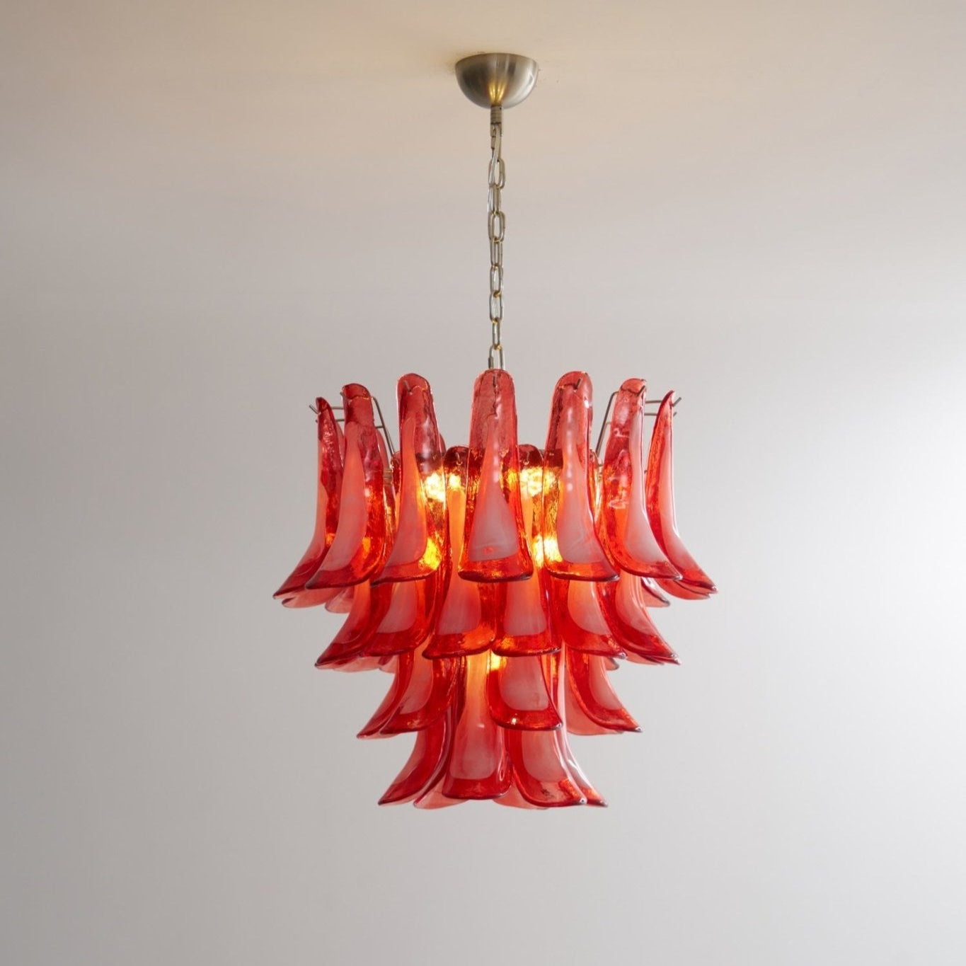 Aurora Chandelier Crimson Murano Glass Petals Layered Vintage - Letslighting