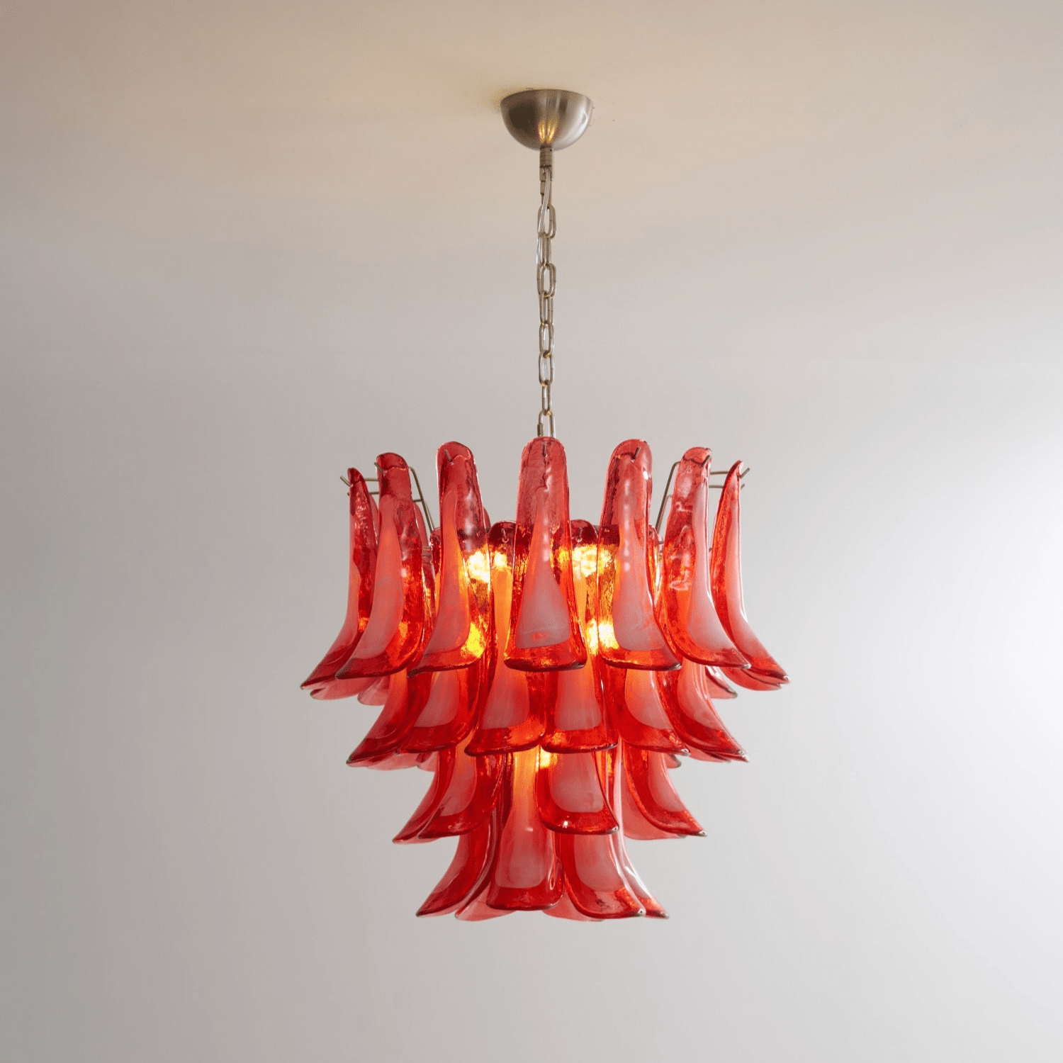 Aurora Chandelier Crimson Murano Glass Petals Layered Vintage - Letslighting