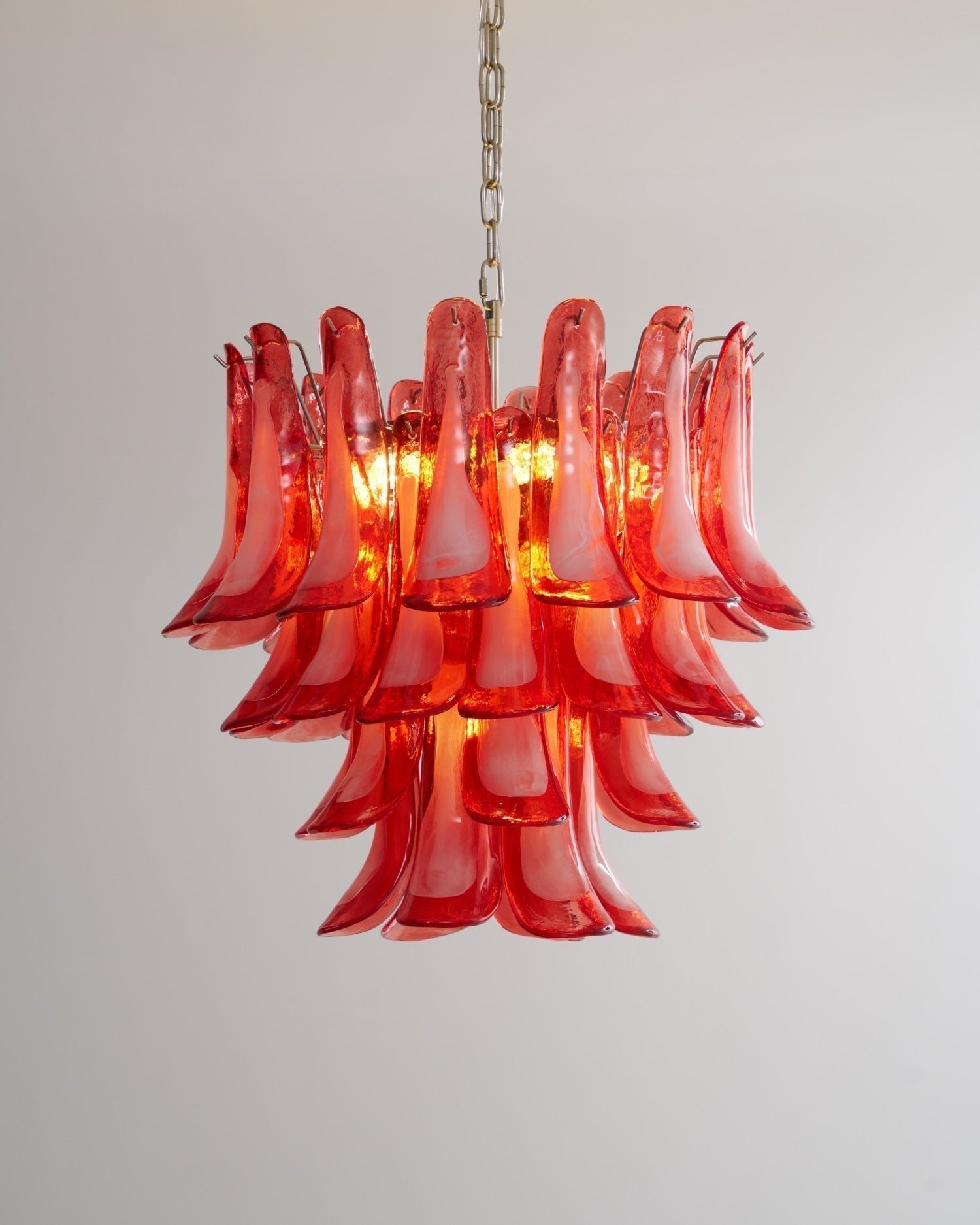 Aurora Chandelier Crimson Murano Glass Petals Layered Vintage - Letslighting