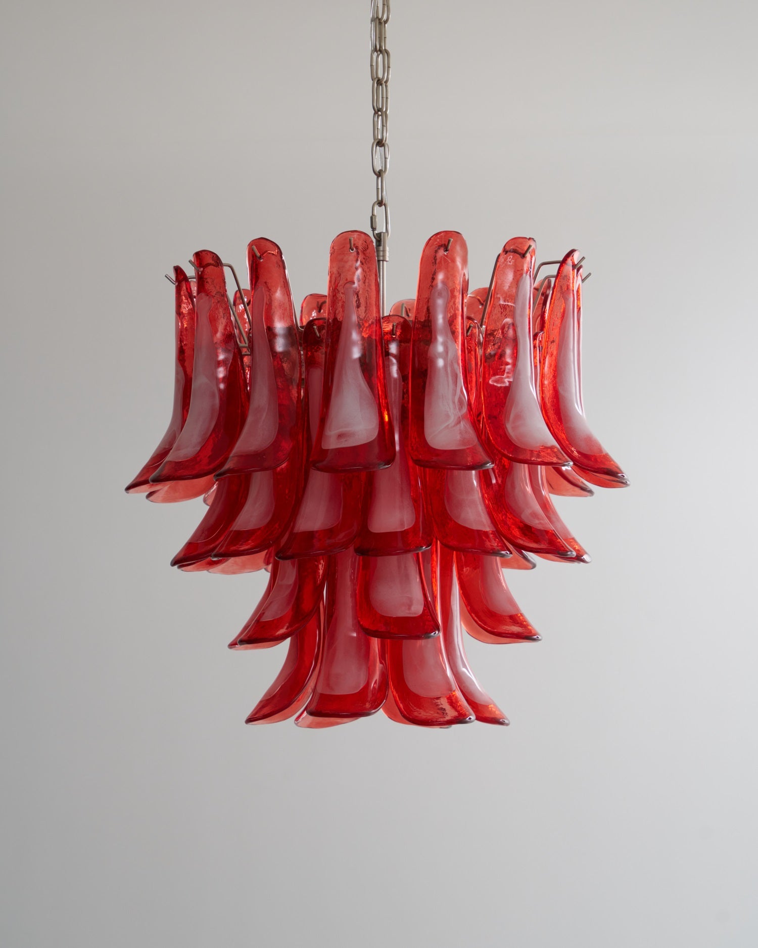 Aurora Chandelier Crimson Murano Glass Petals Layered Vintage - Letslighting