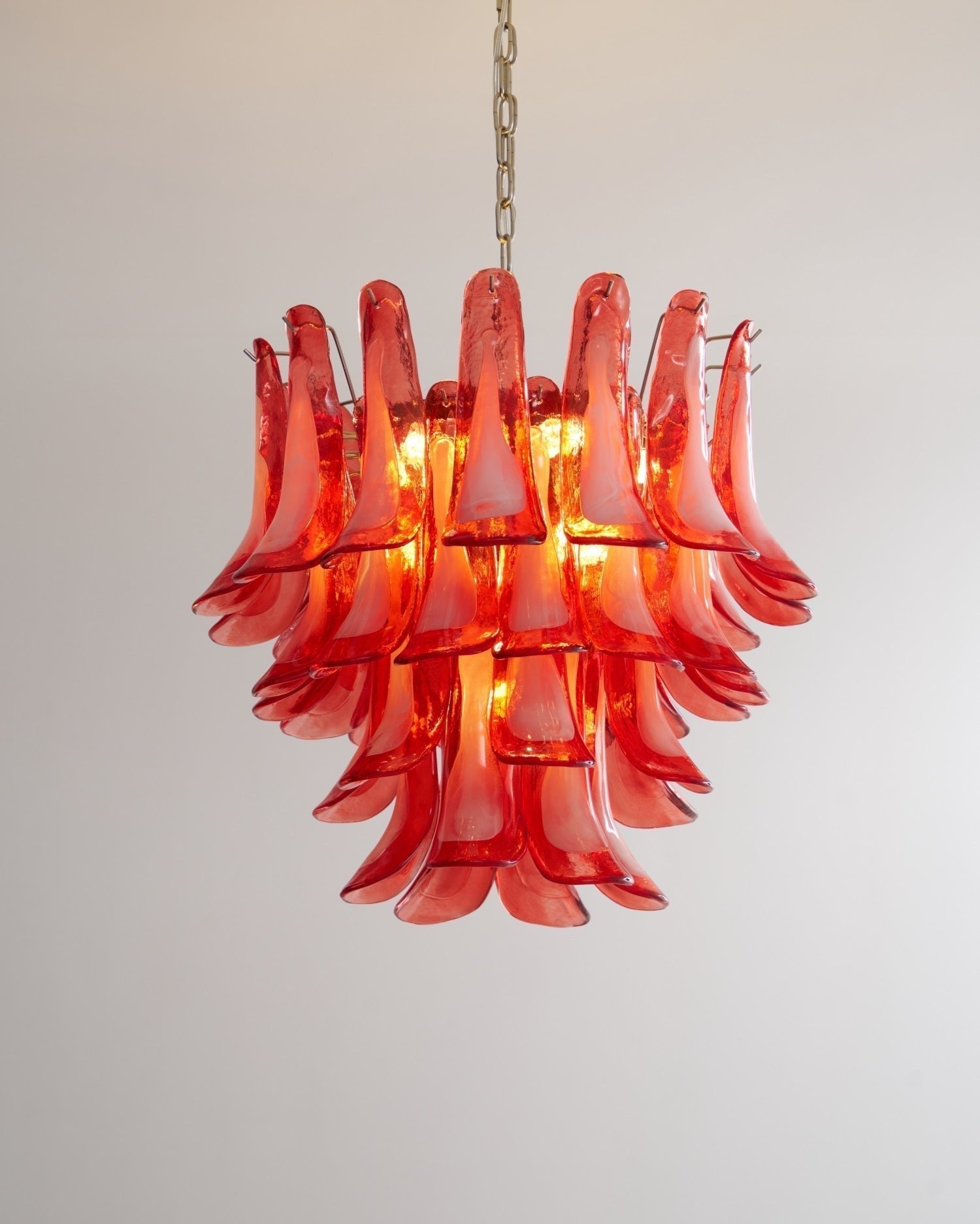 Aurora Chandelier Crimson Murano Glass Petals Layered Vintage - Letslighting