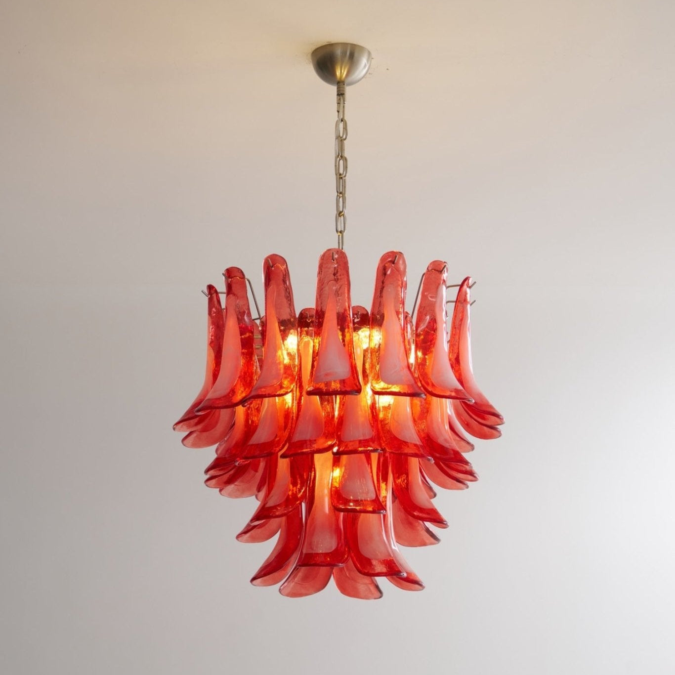 Aurora Chandelier Crimson Murano Glass Petals Layered Vintage - Letslighting
