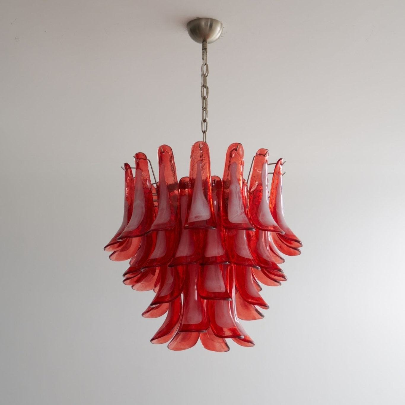 Aurora Chandelier Crimson Murano Glass Petals Layered Vintage - Letslighting