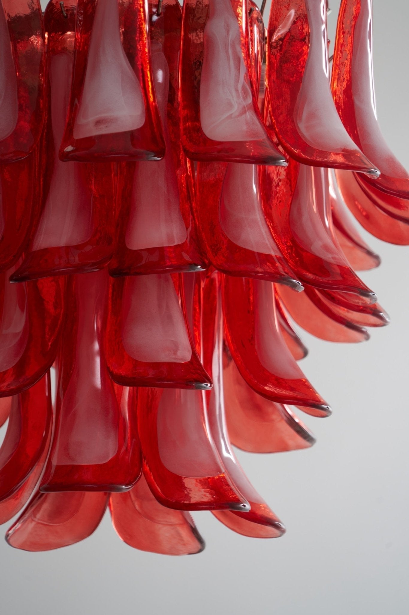 Aurora Chandelier Crimson Murano Glass Petals Layered Vintage - Letslighting