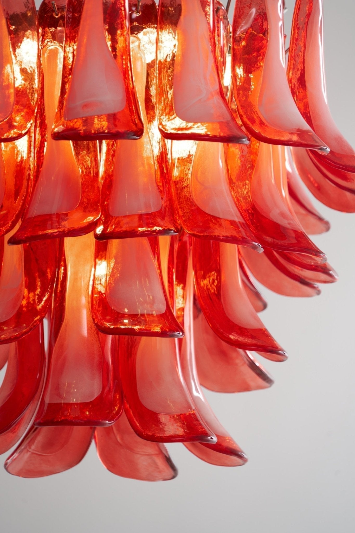 Aurora Chandelier Crimson Murano Glass Petals Layered Vintage - Letslighting