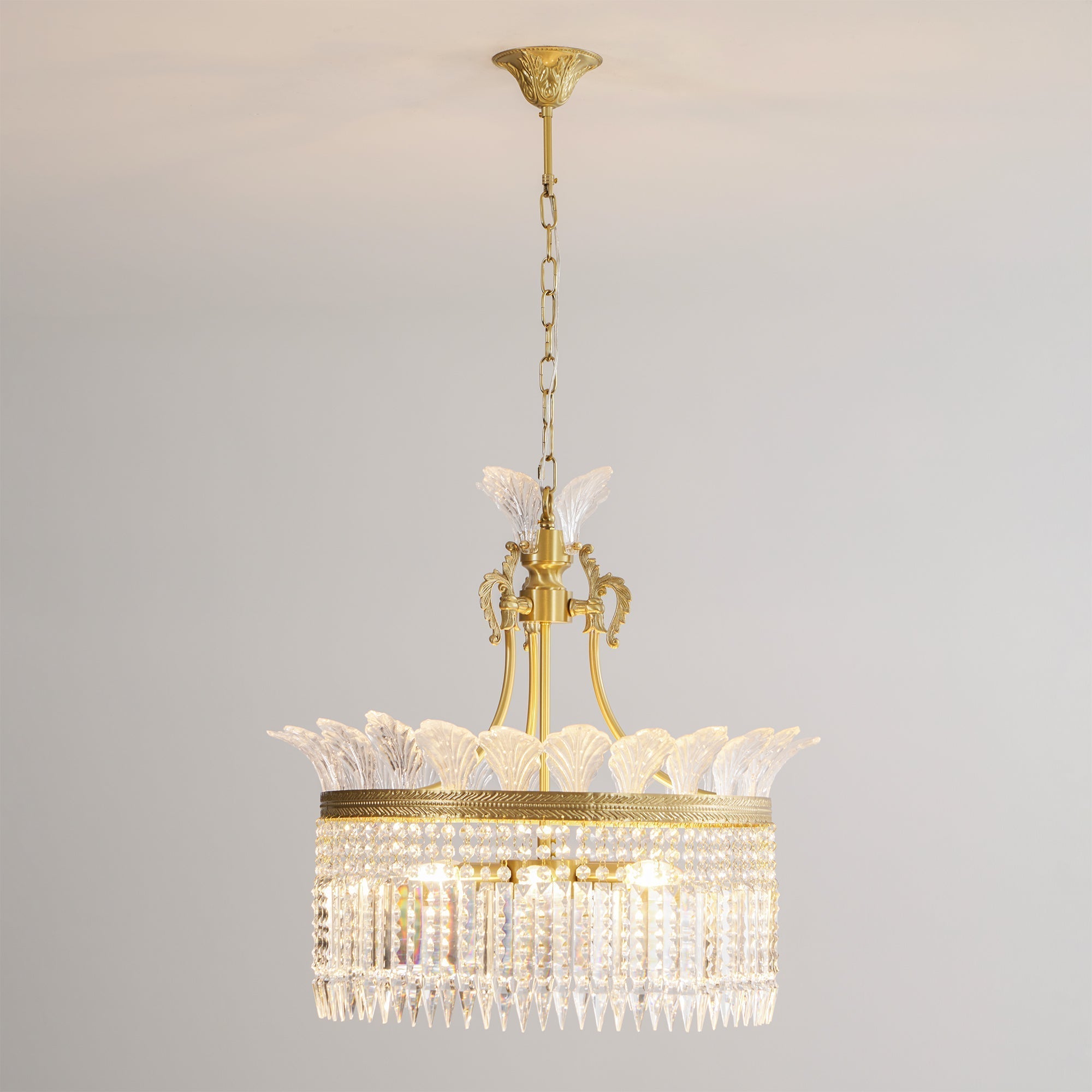 Crinoline Postmodern Luxury Brass Crystal Chandelier - Lamp Copper