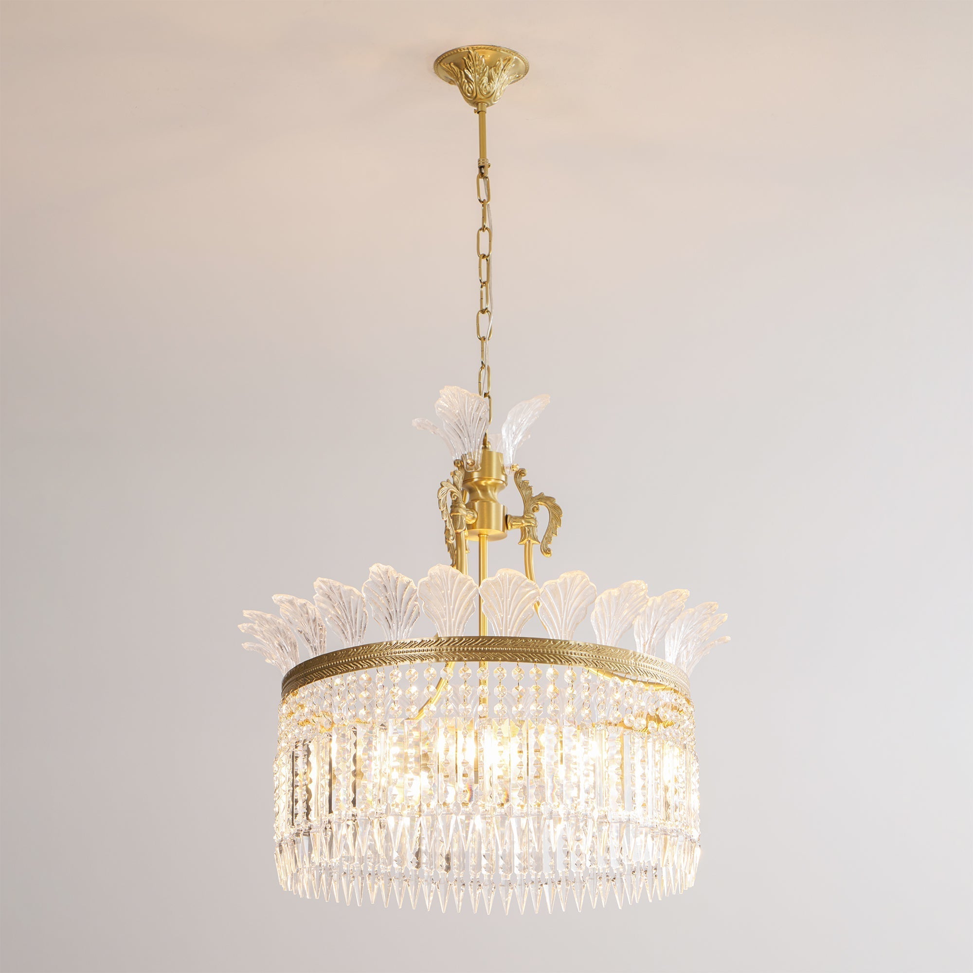 Crinoline Postmodern Luxury Brass Crystal Chandelier - Lamp Copper