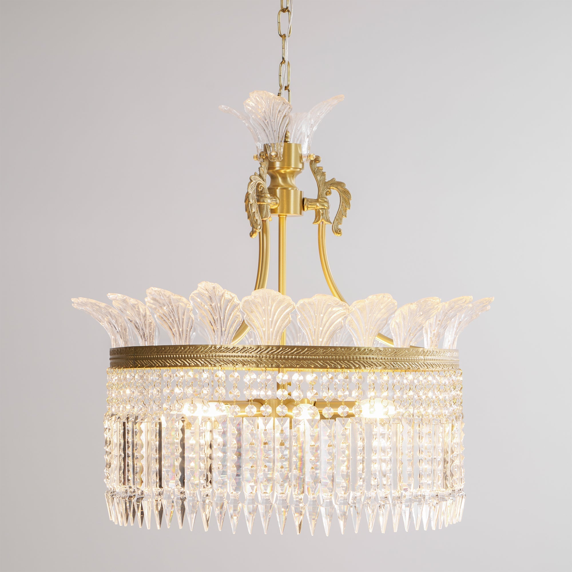 Crinoline Postmodern Luxury Brass Crystal Chandelier - Lamp Copper