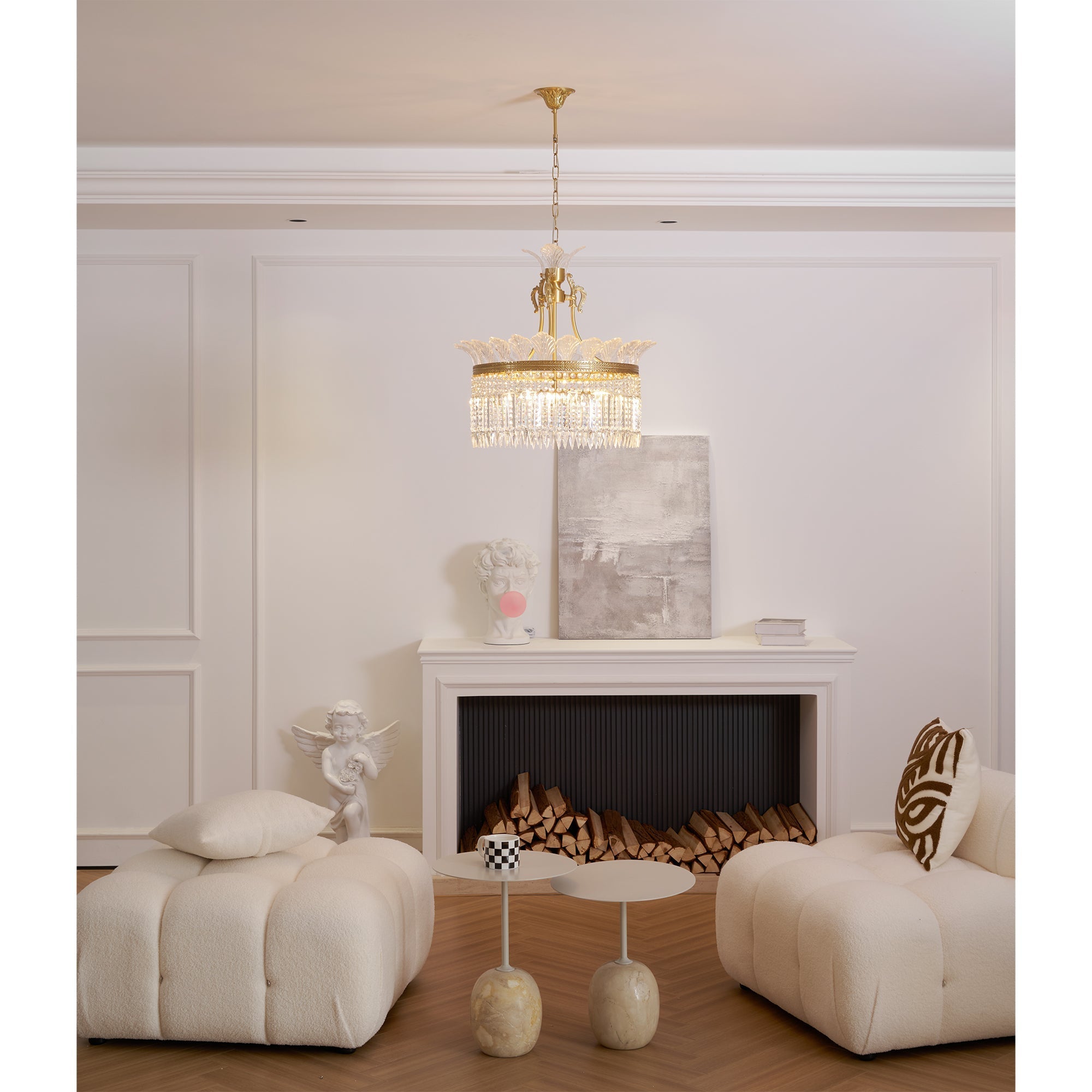 Crinoline Postmodern Luxury Brass Crystal Chandelier - Lamp Copper