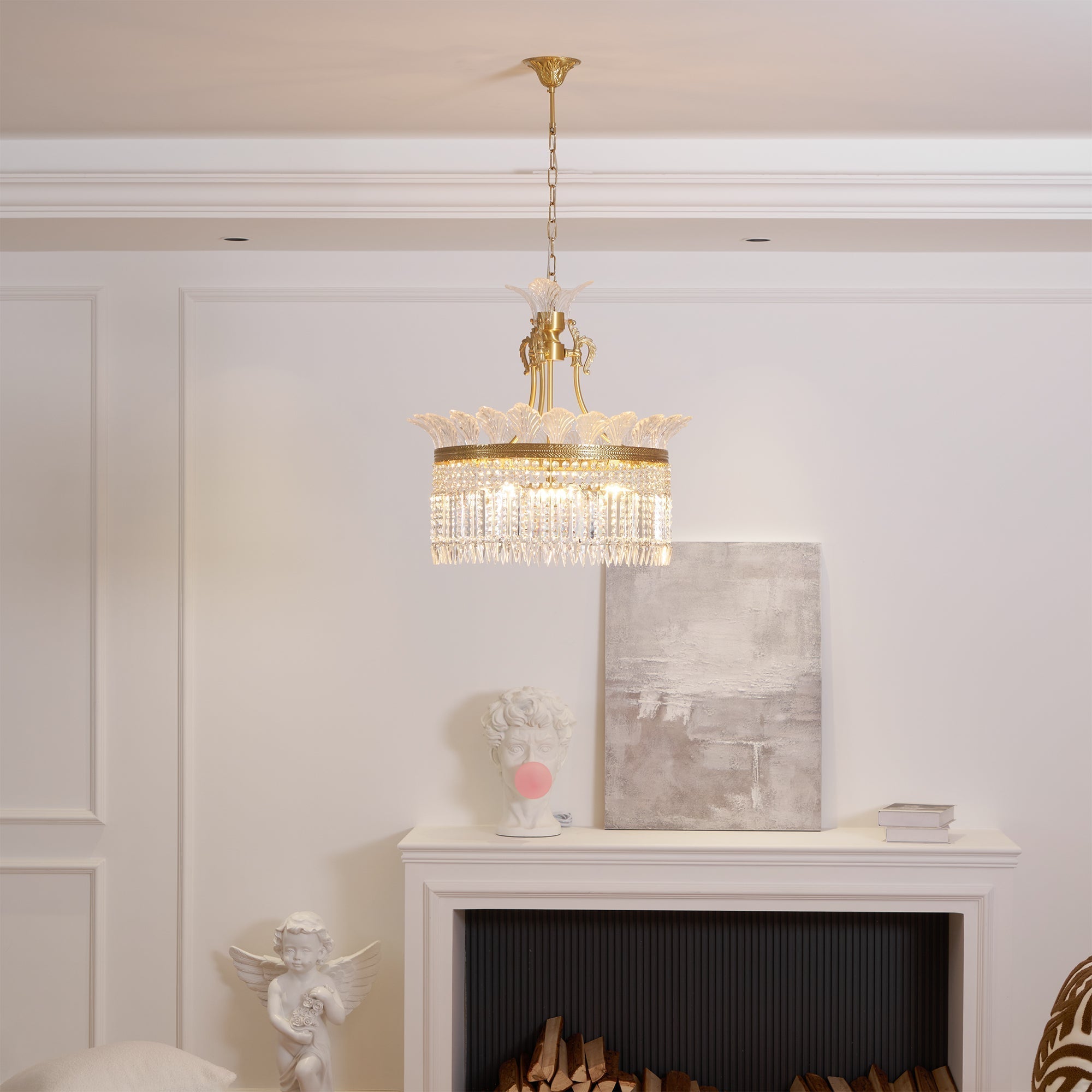 Crinoline Postmodern Luxury Brass Crystal Chandelier - Lamp Copper