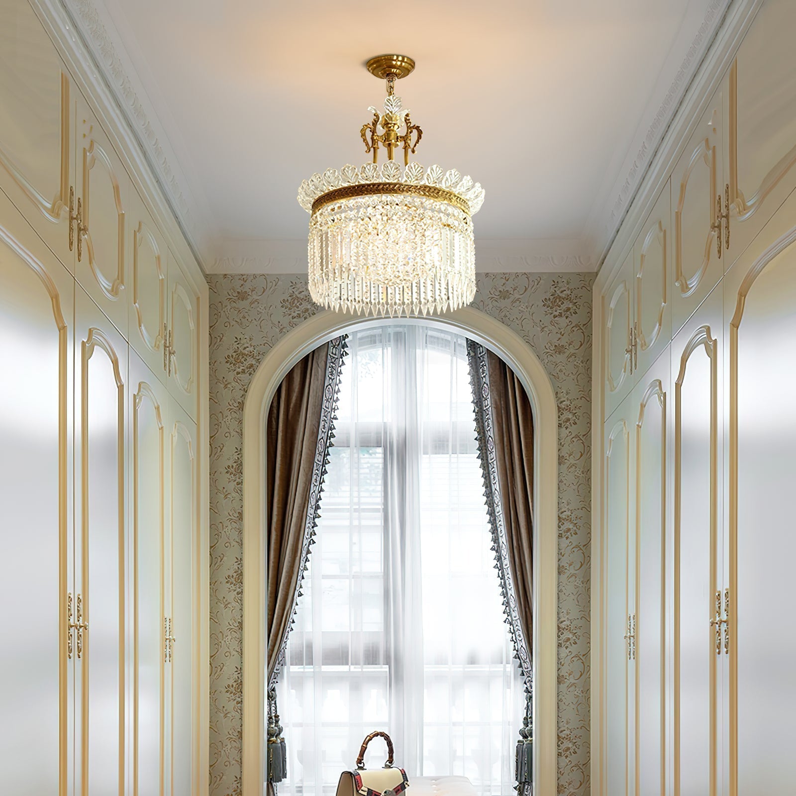 Crinoline Postmodern Luxury Brass Crystal Chandelier - Lamp Copper