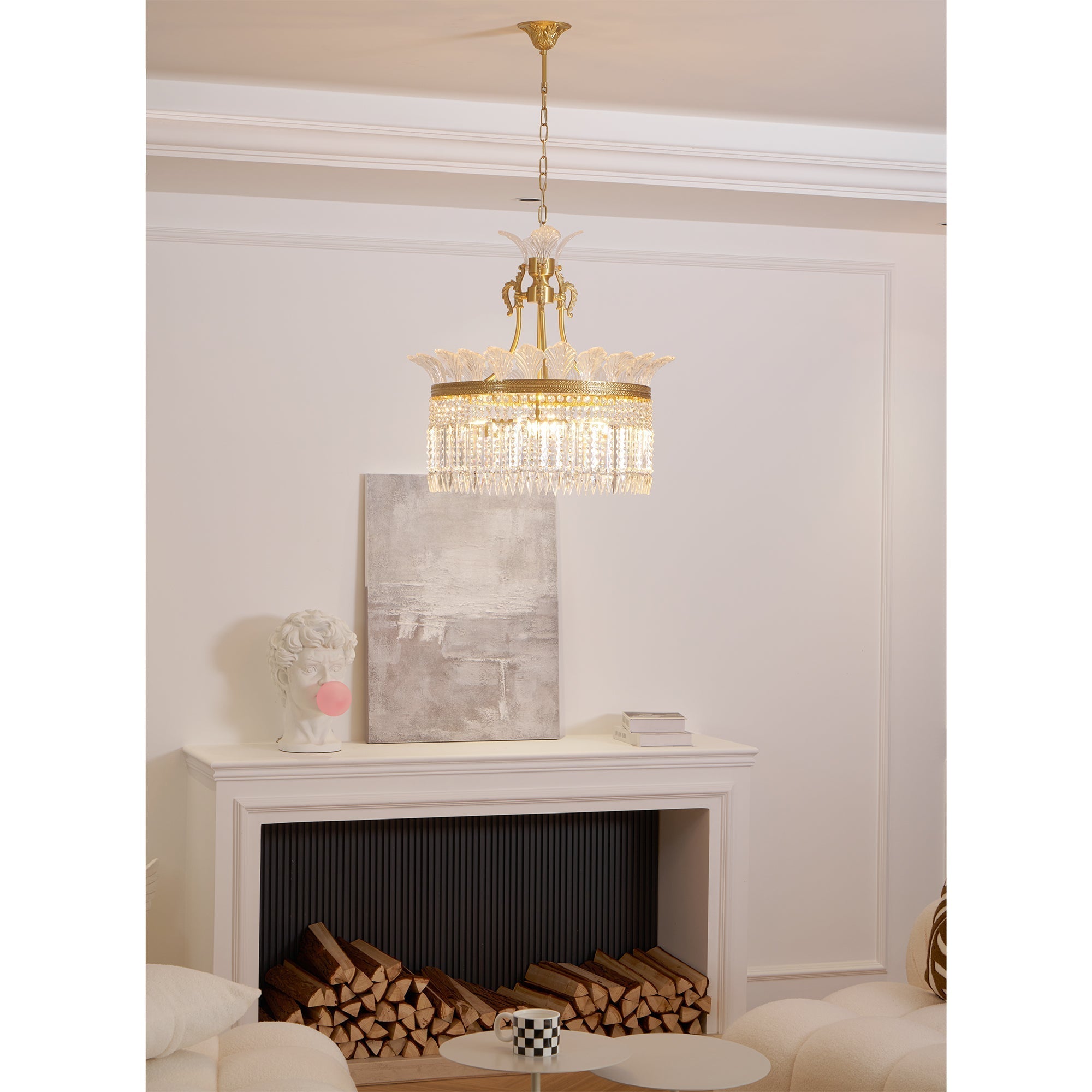 Crinoline Postmodern Luxury Brass Crystal Chandelier - Lamp Copper