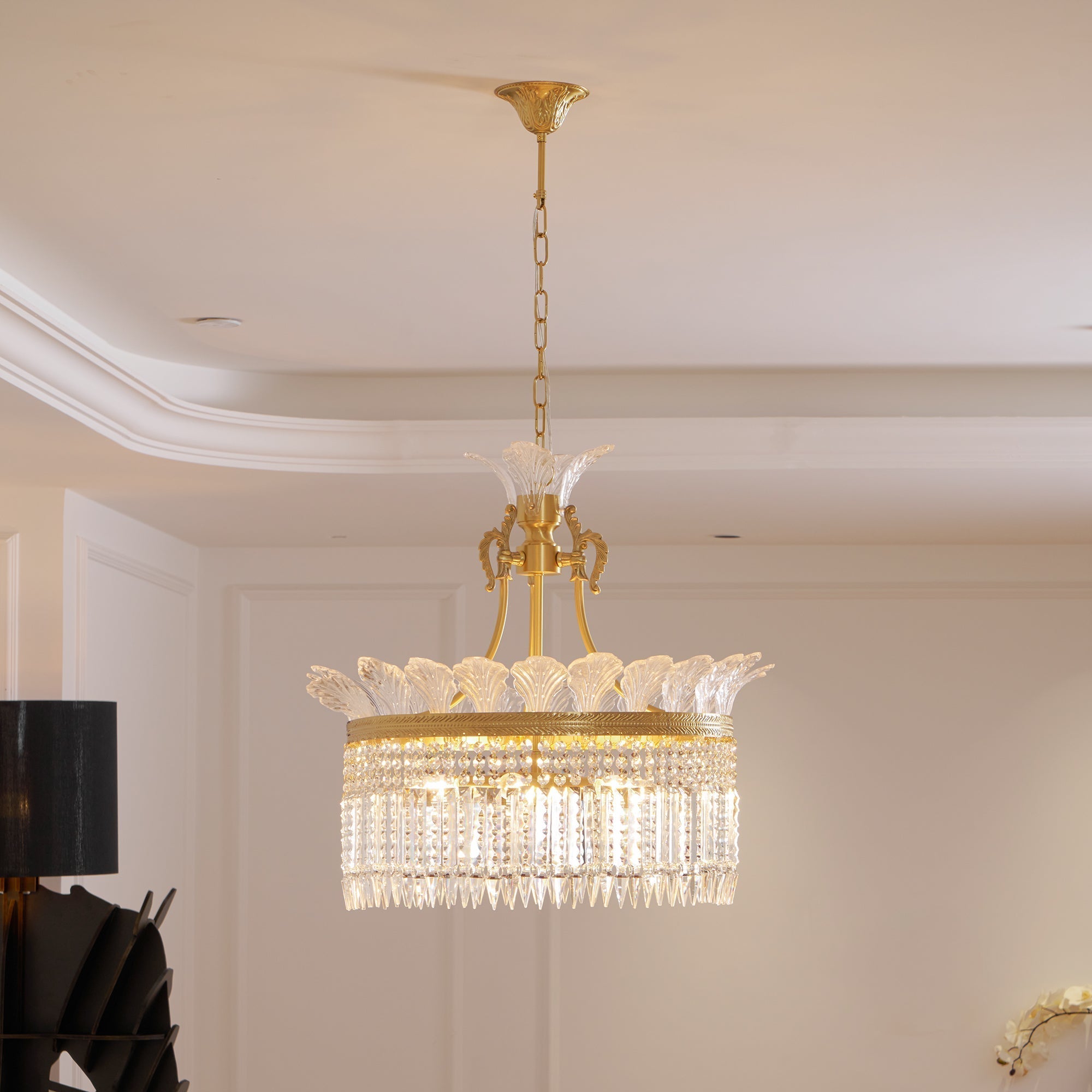 Crinoline Postmodern Luxury Brass Crystal Chandelier - Lamp Copper