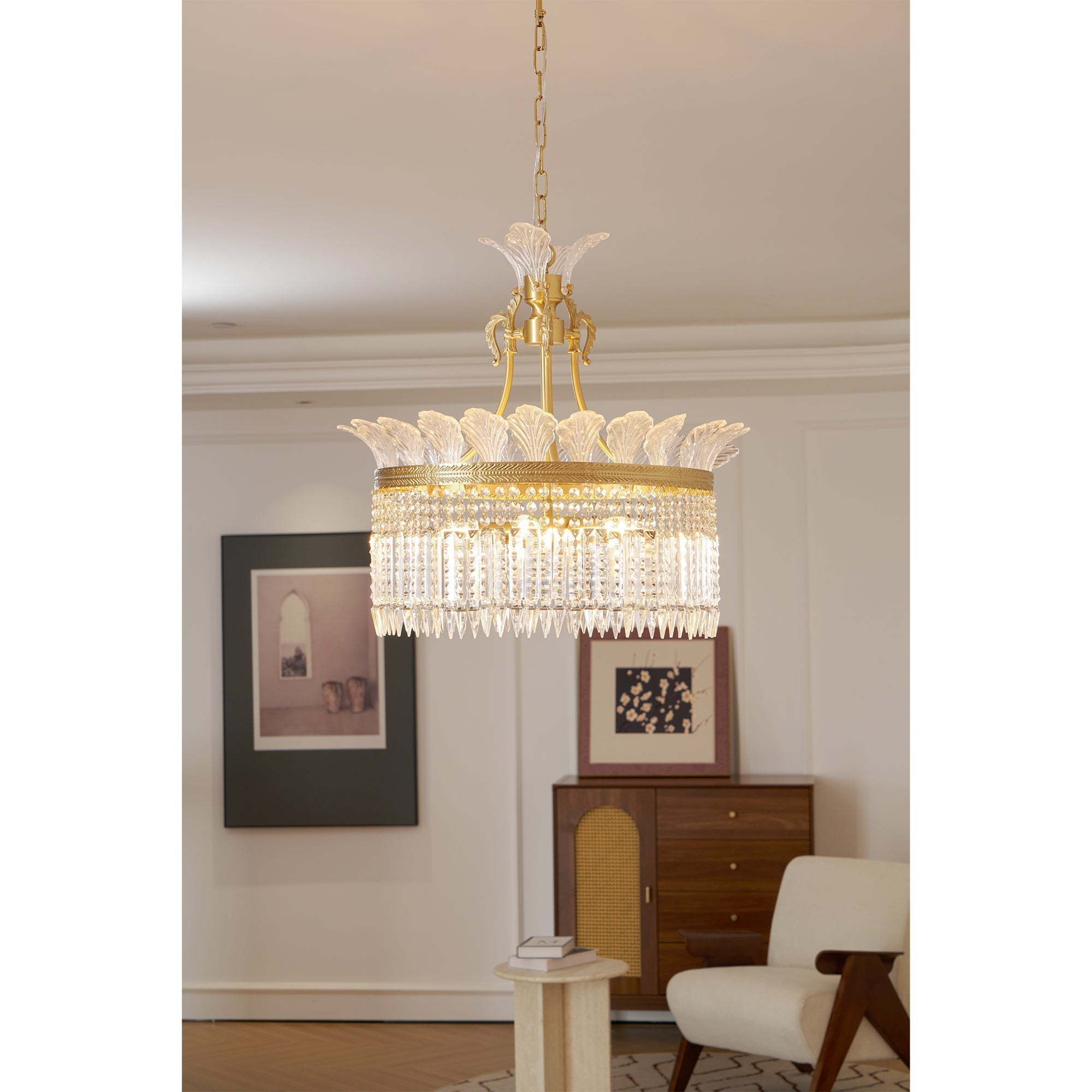 Crinoline Postmodern Luxury Brass Crystal Chandelier - Lamp Copper