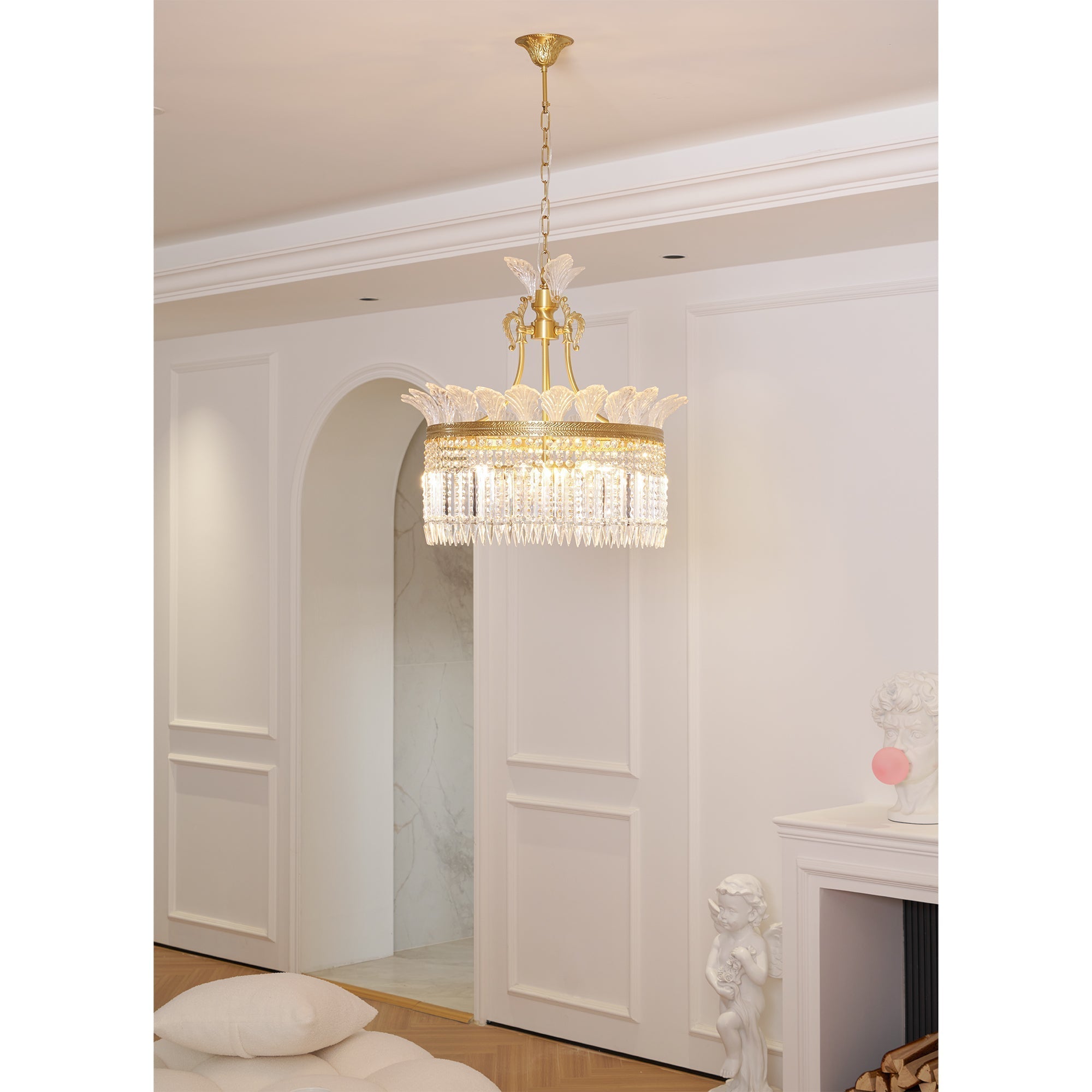 Crinoline Postmodern Luxury Brass Crystal Chandelier - Lamp Copper
