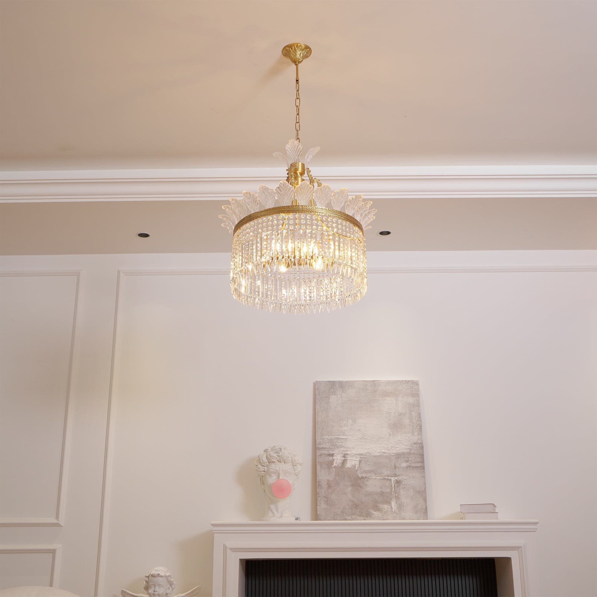 Crinoline Postmodern Luxury Brass Crystal Chandelier - Lamp Copper
