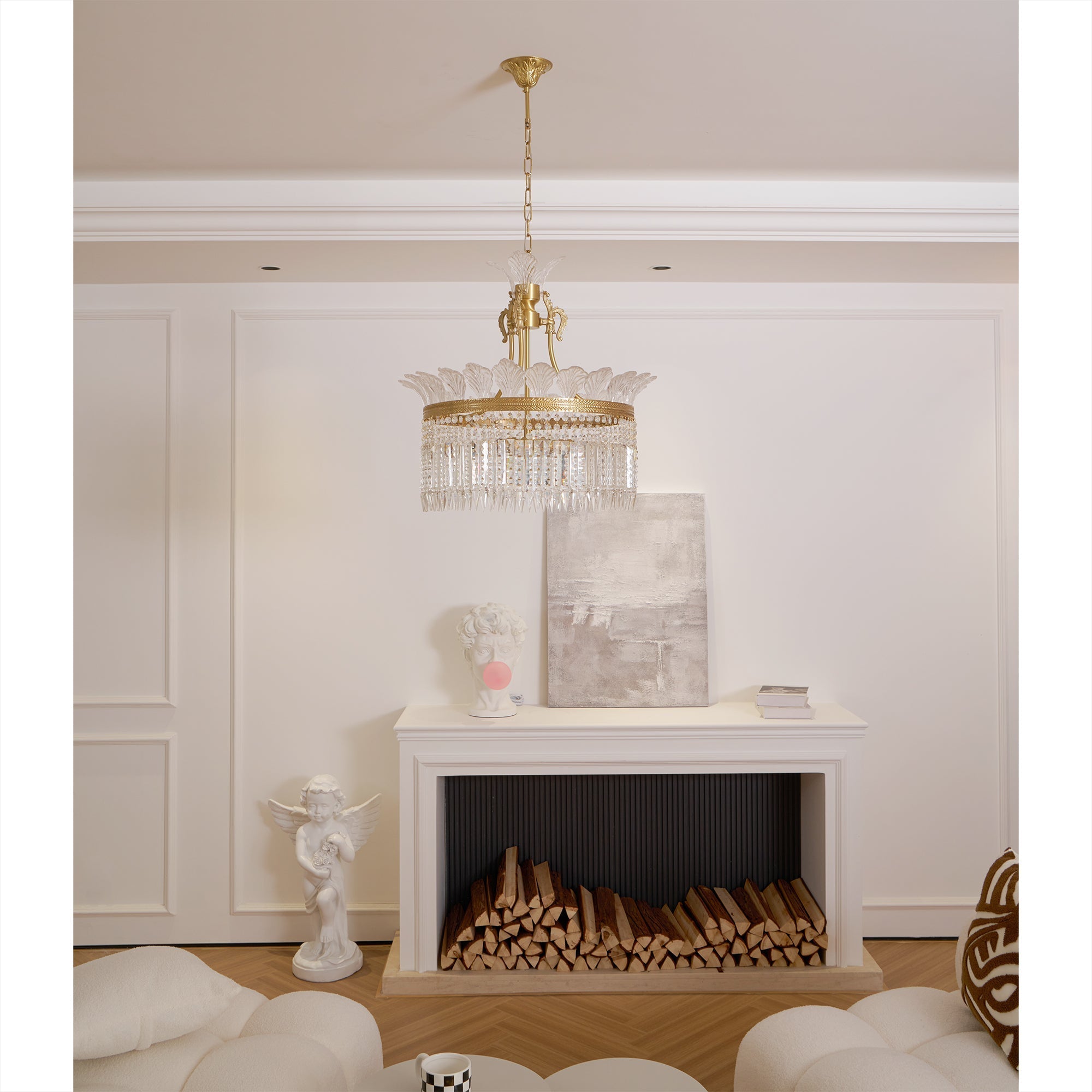 Crinoline Postmodern Luxury Brass Crystal Chandelier - Lamp Copper