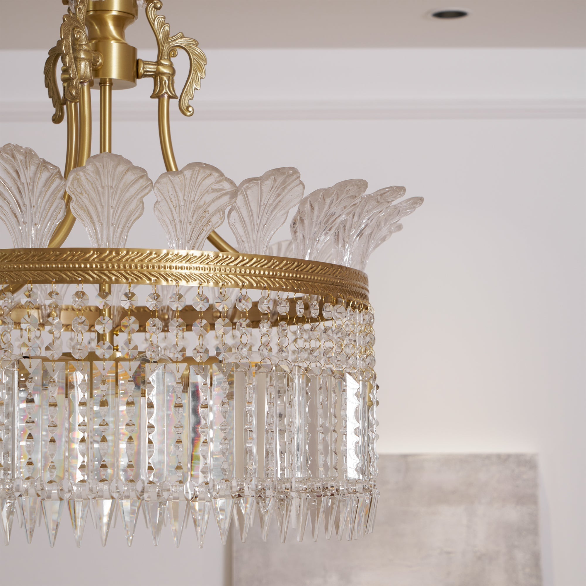 Crinoline Postmodern Luxury Brass Crystal Chandelier - Lamp Copper
