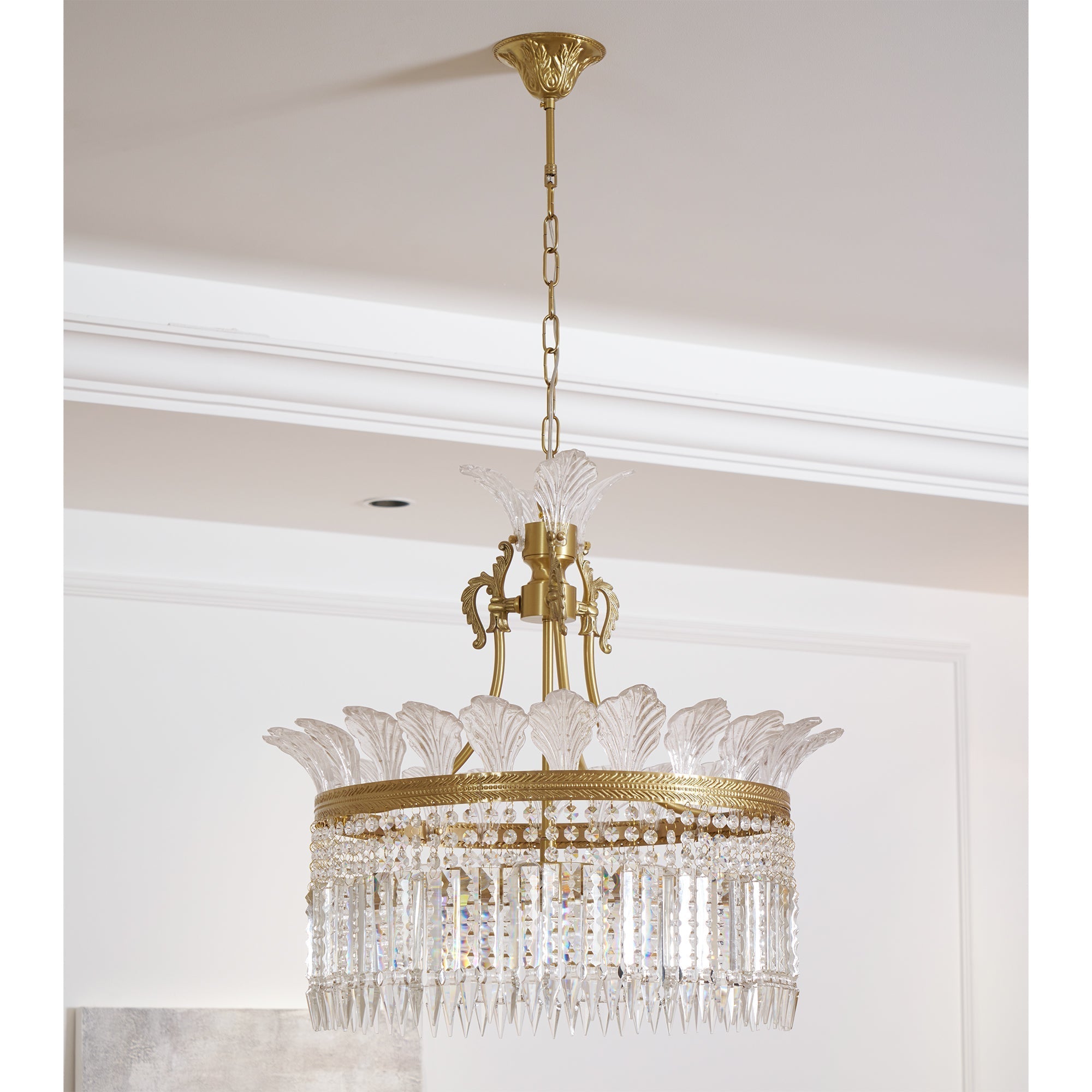 Crinoline Postmodern Luxury Brass Crystal Chandelier - Lamp Copper