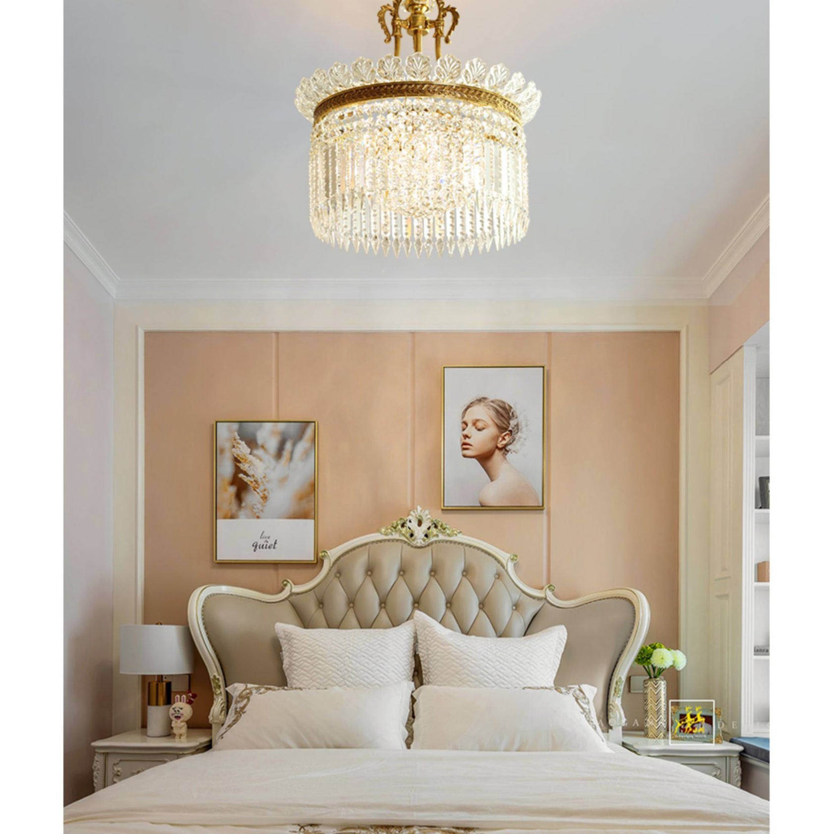 Crinoline Postmodern Luxury Brass Crystal Chandelier - Lamp Copper