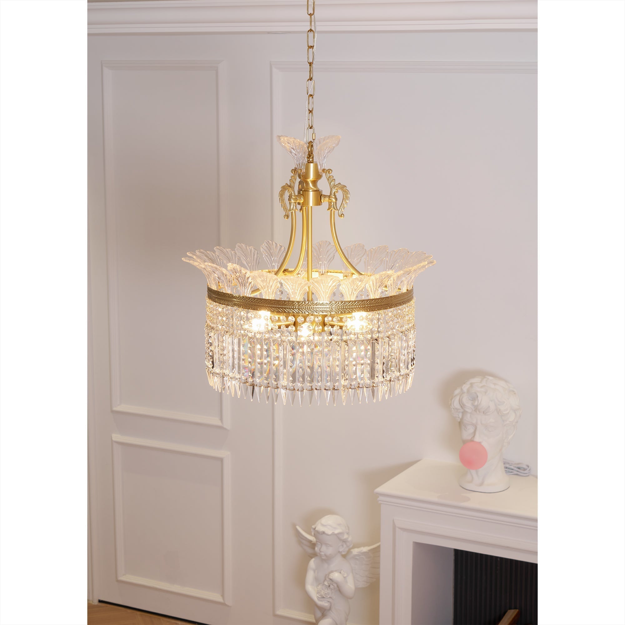 Crinoline Postmodern Luxury Brass Crystal Chandelier - Lamp Copper