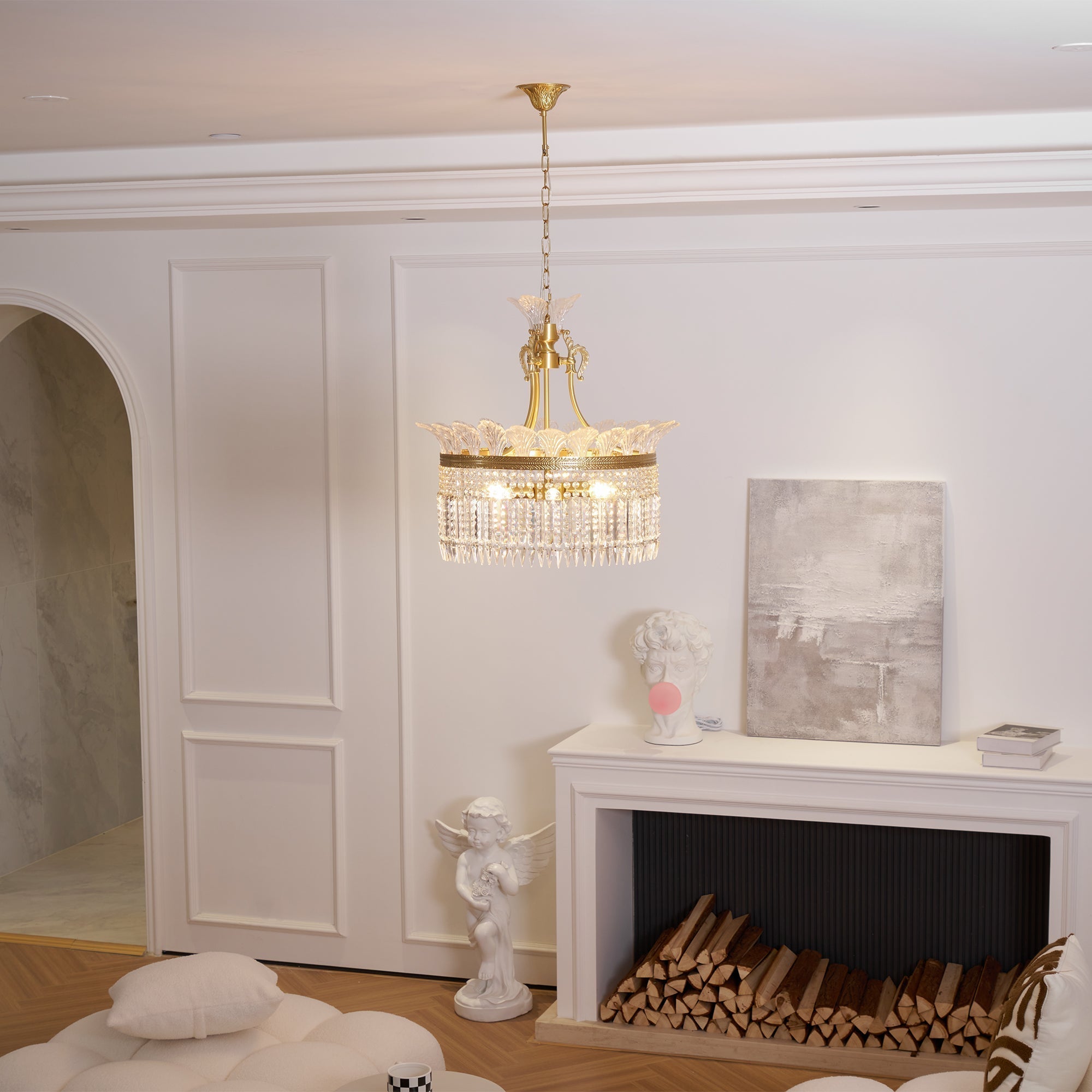 Crinoline Postmodern Luxury Brass Crystal Chandelier - Lamp Copper