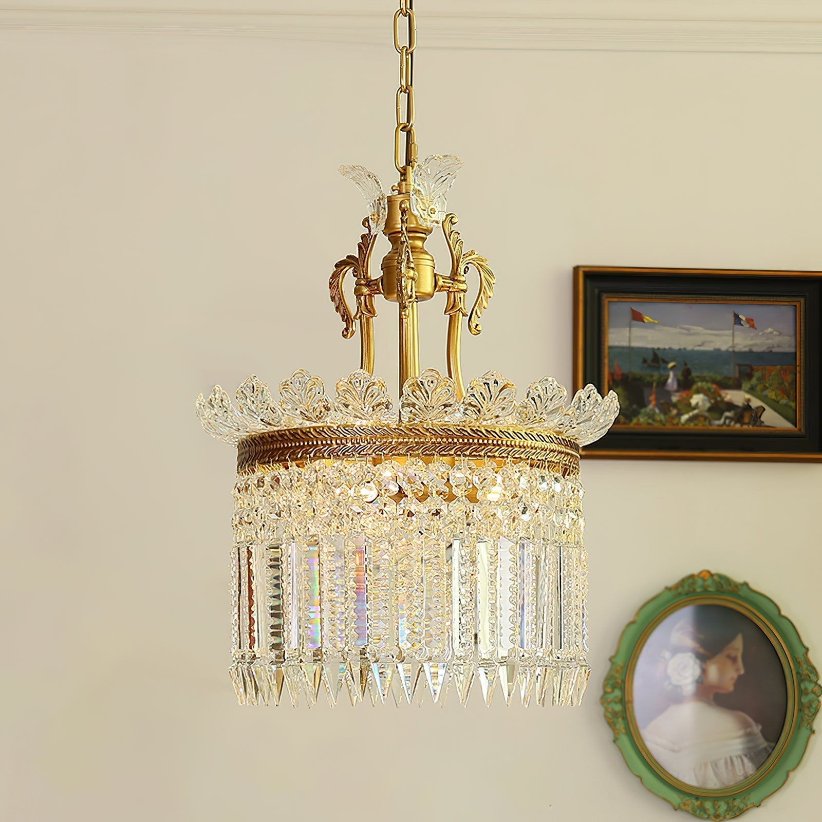 Crinoline Postmodern Luxury Brass Crystal Chandelier - Lamp Copper