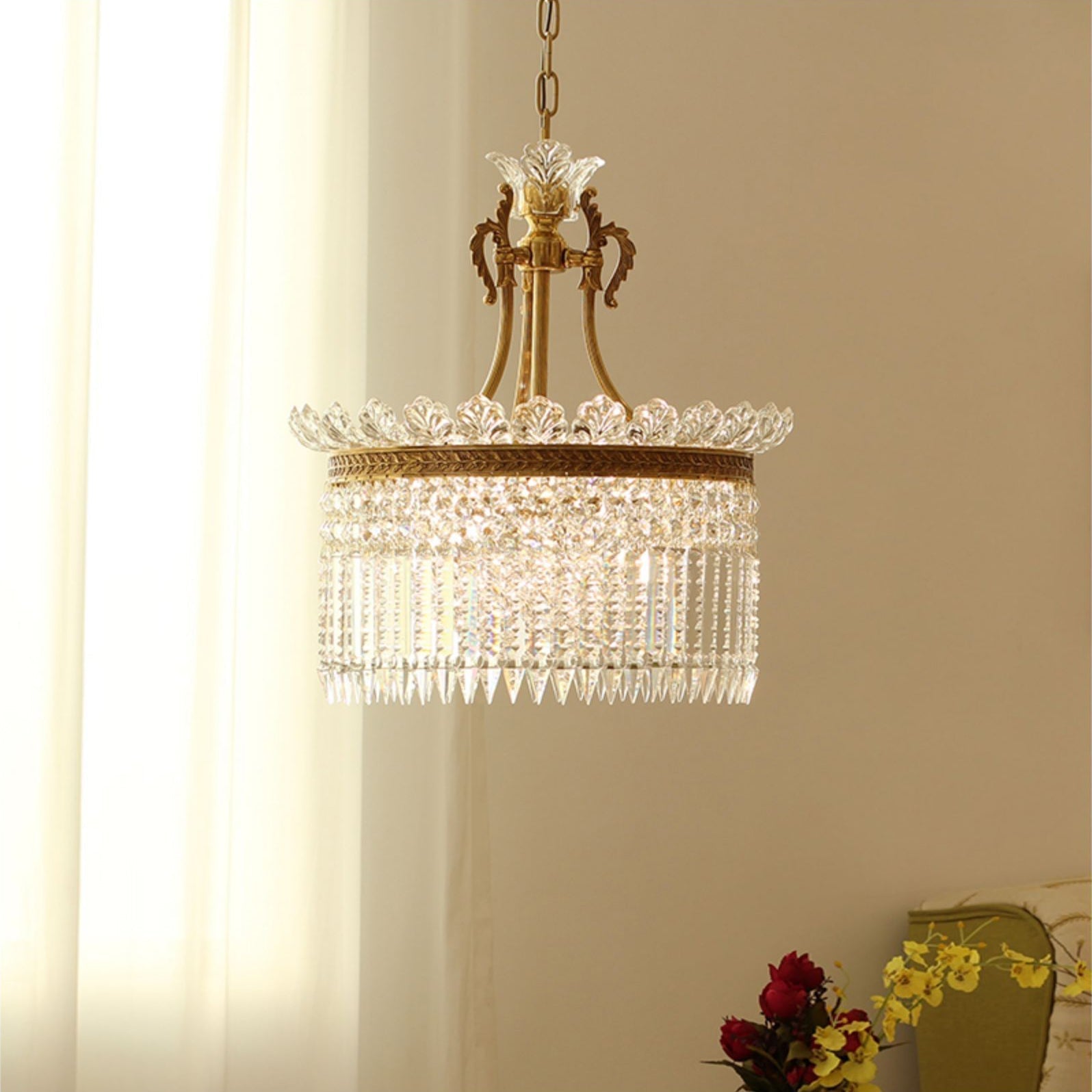 Crinoline Postmodern Luxury Brass Crystal Chandelier - Lamp Copper