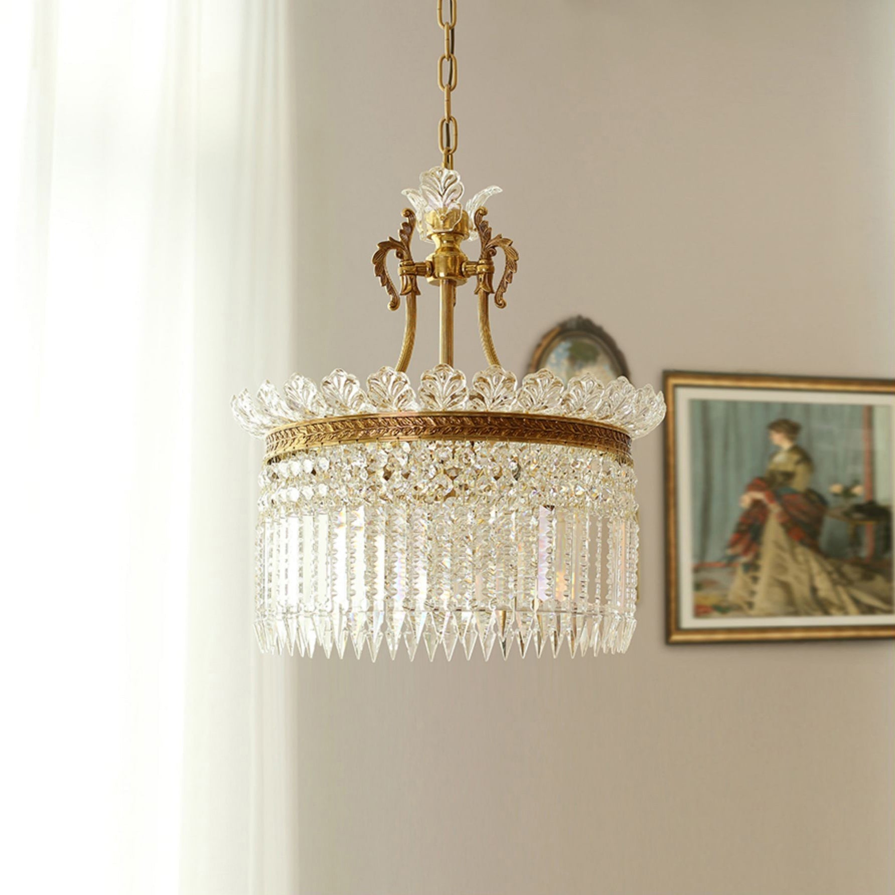 Crinoline Postmodern Luxury Brass Crystal Chandelier - Lamp Copper