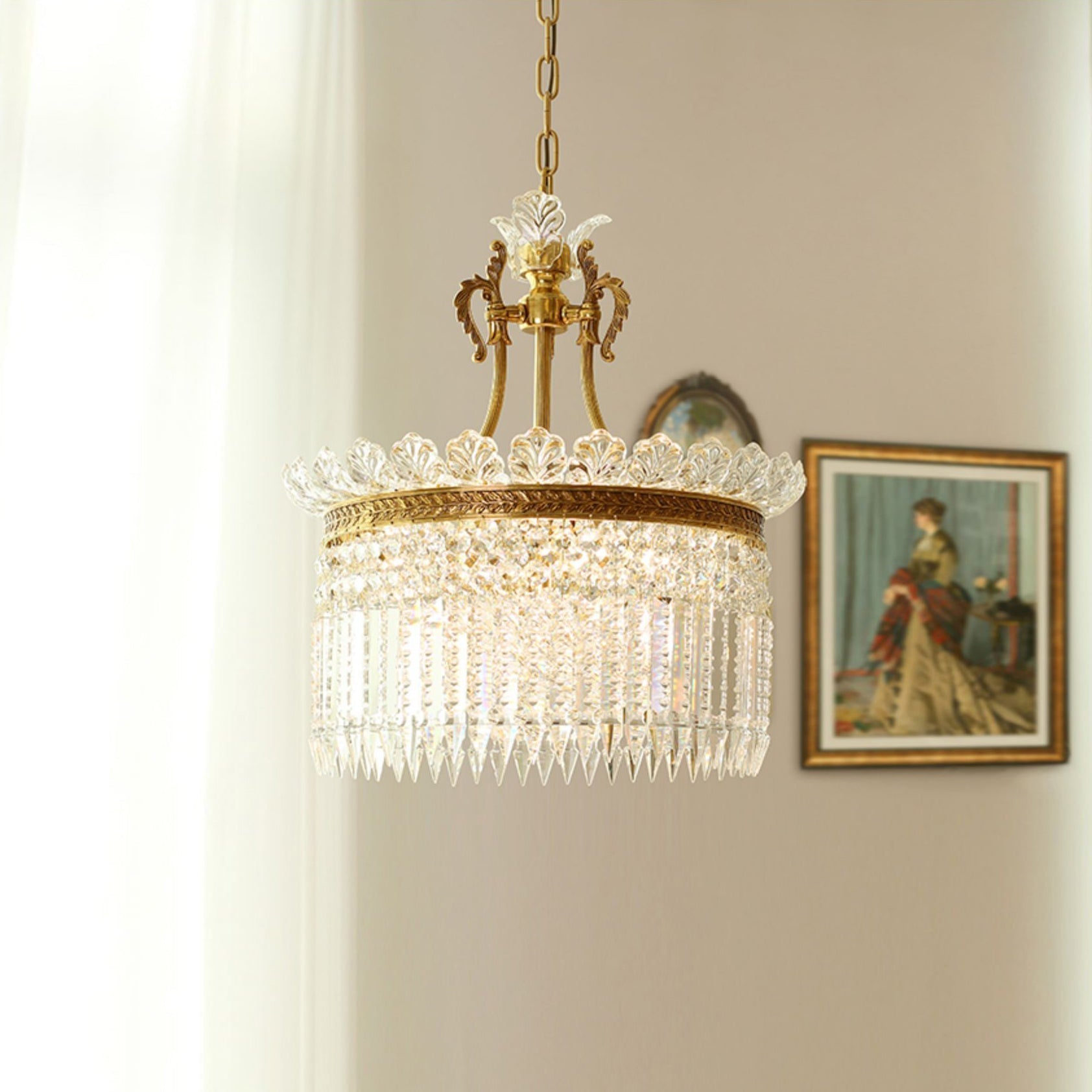 Crinoline Postmodern Luxury Brass Crystal Chandelier - Lamp Copper