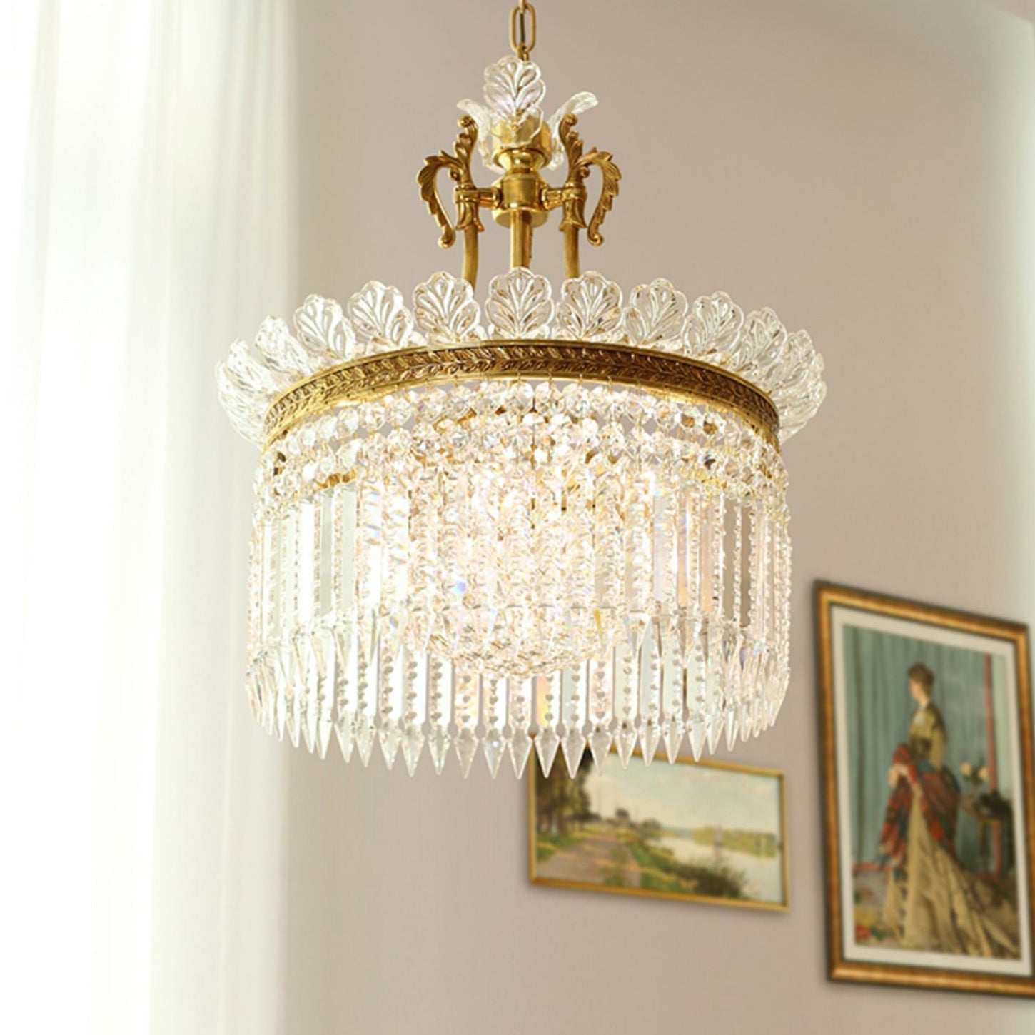 Crinoline Postmodern Luxury Brass Crystal Chandelier - Lamp Copper