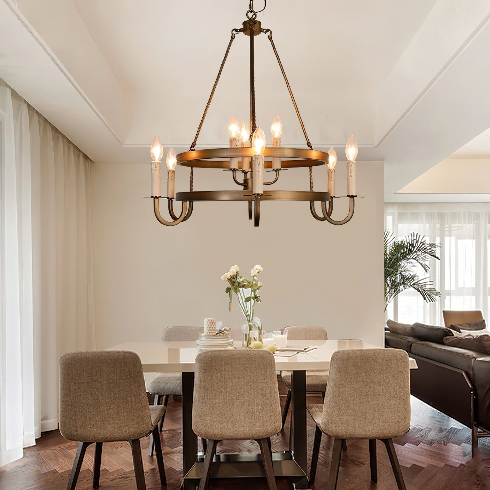 Woven Lustre Classique En Plastique En Forme De Roue De Chariot - Neutralighting