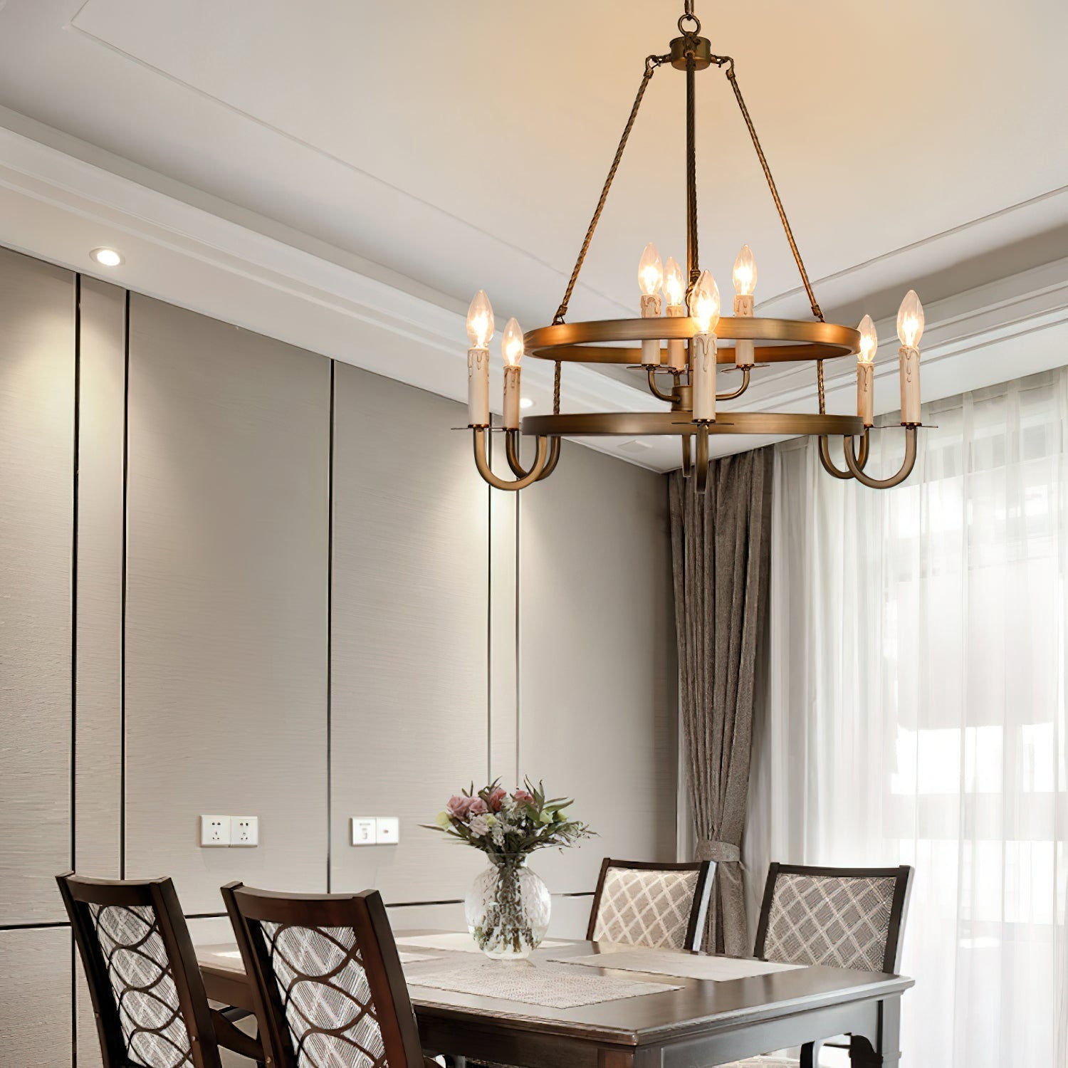 Woven Lustre Classique En Plastique En Forme De Roue De Chariot - Neutralighting