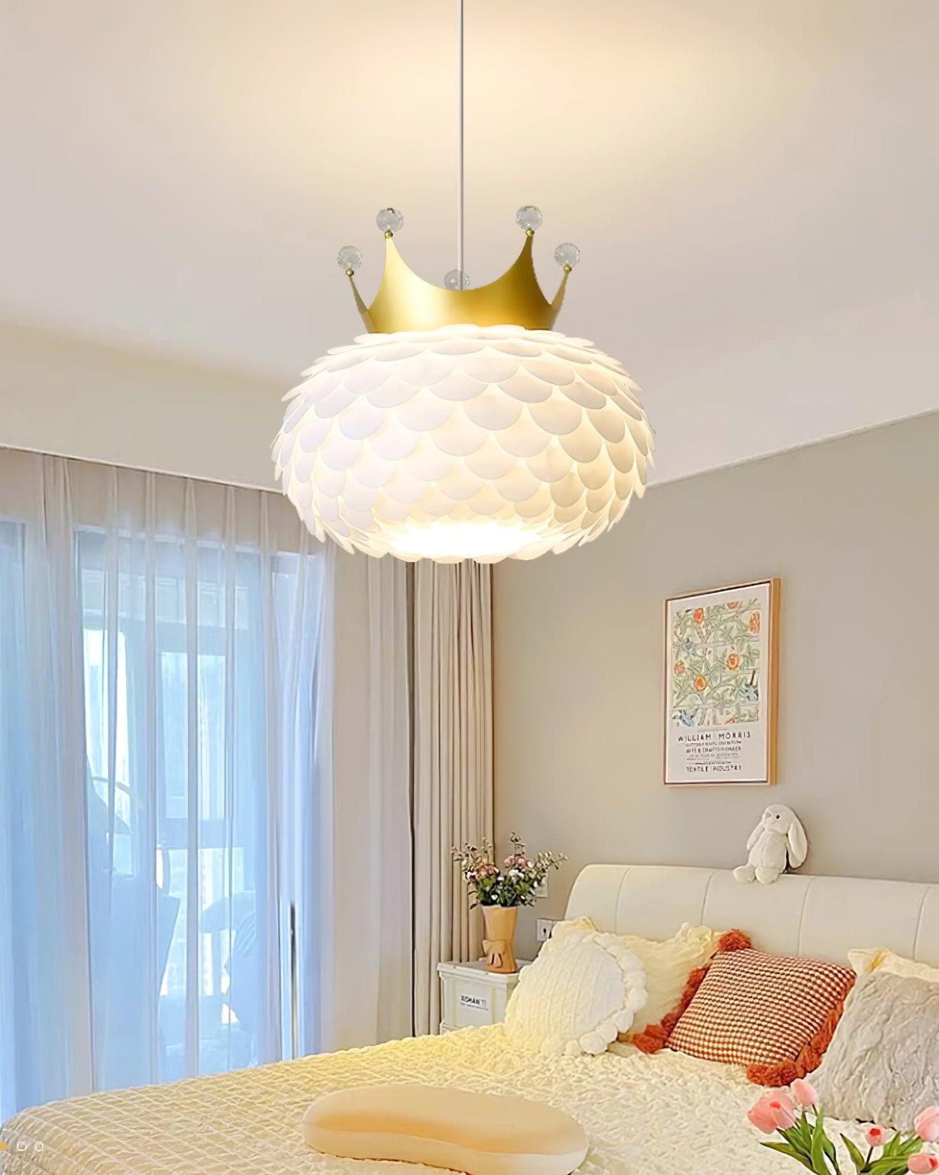Crown Pendant Lamp Crystal Scallop Glam - Letslighting