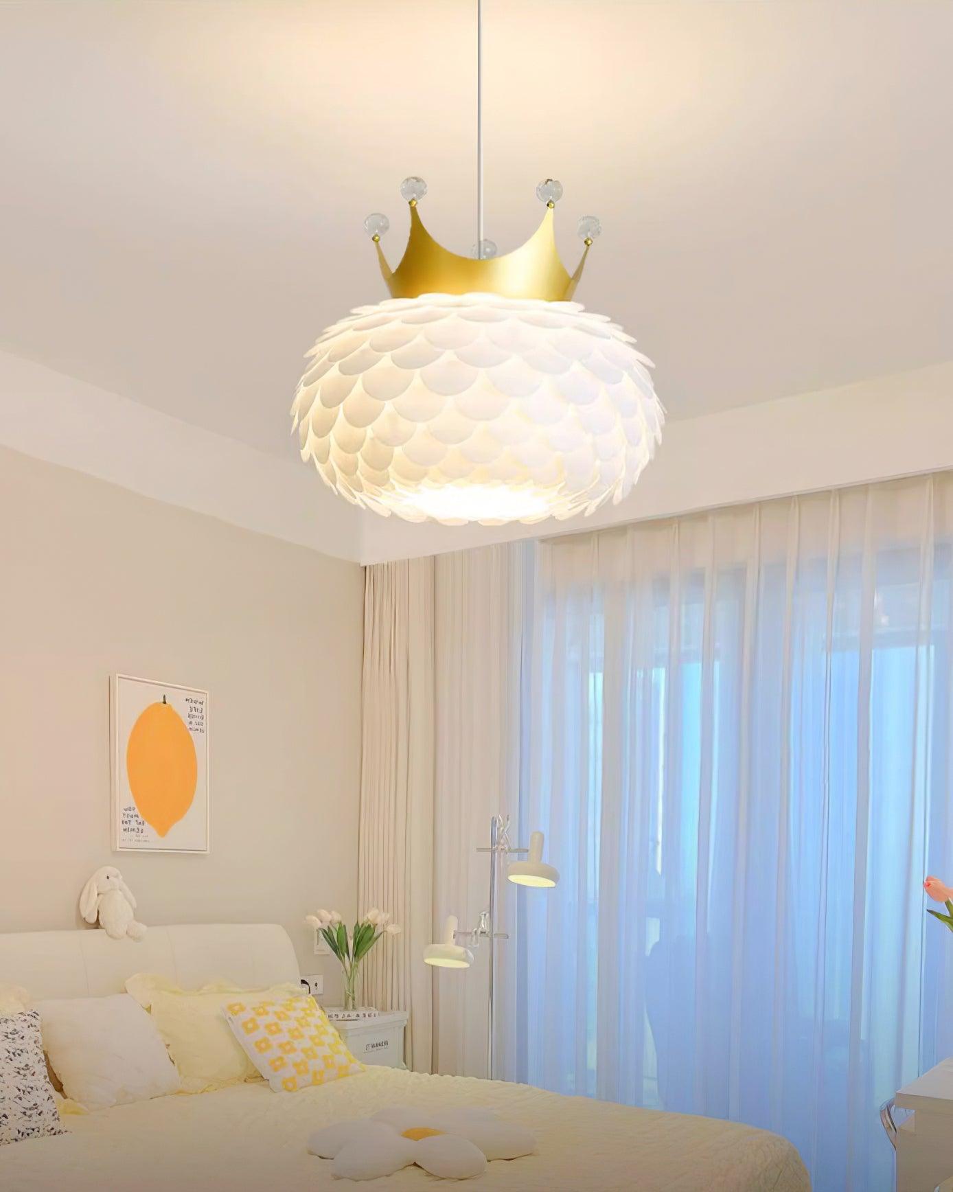 Crown Pendant Lamp Crystal Scallop Glam - Letslighting
