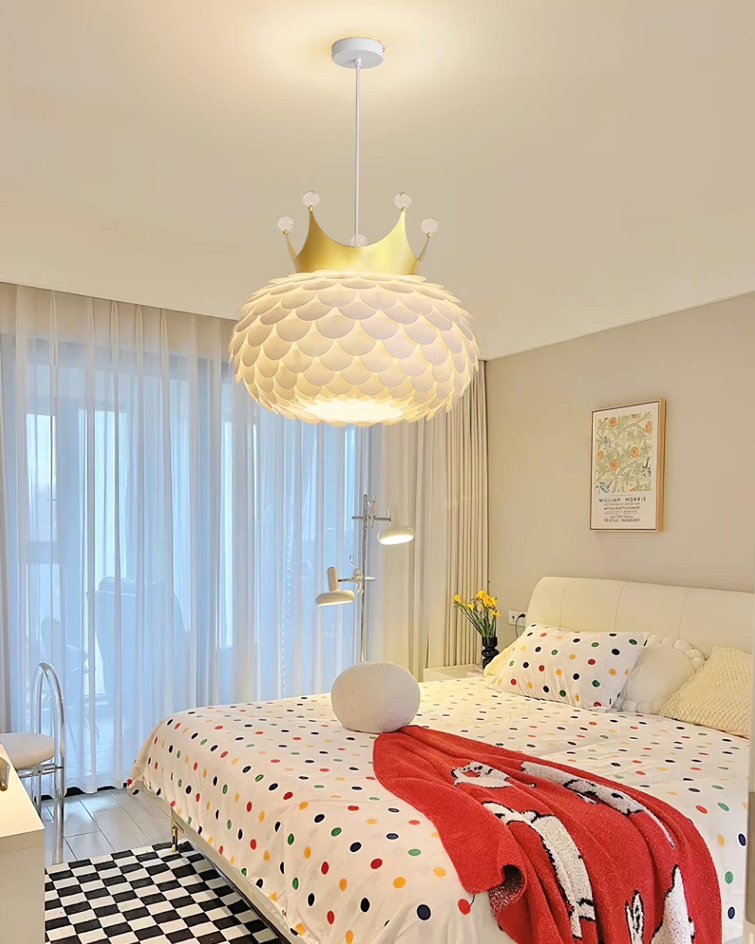 Crown Pendant Lamp Crystal Scallop Glam - Letslighting