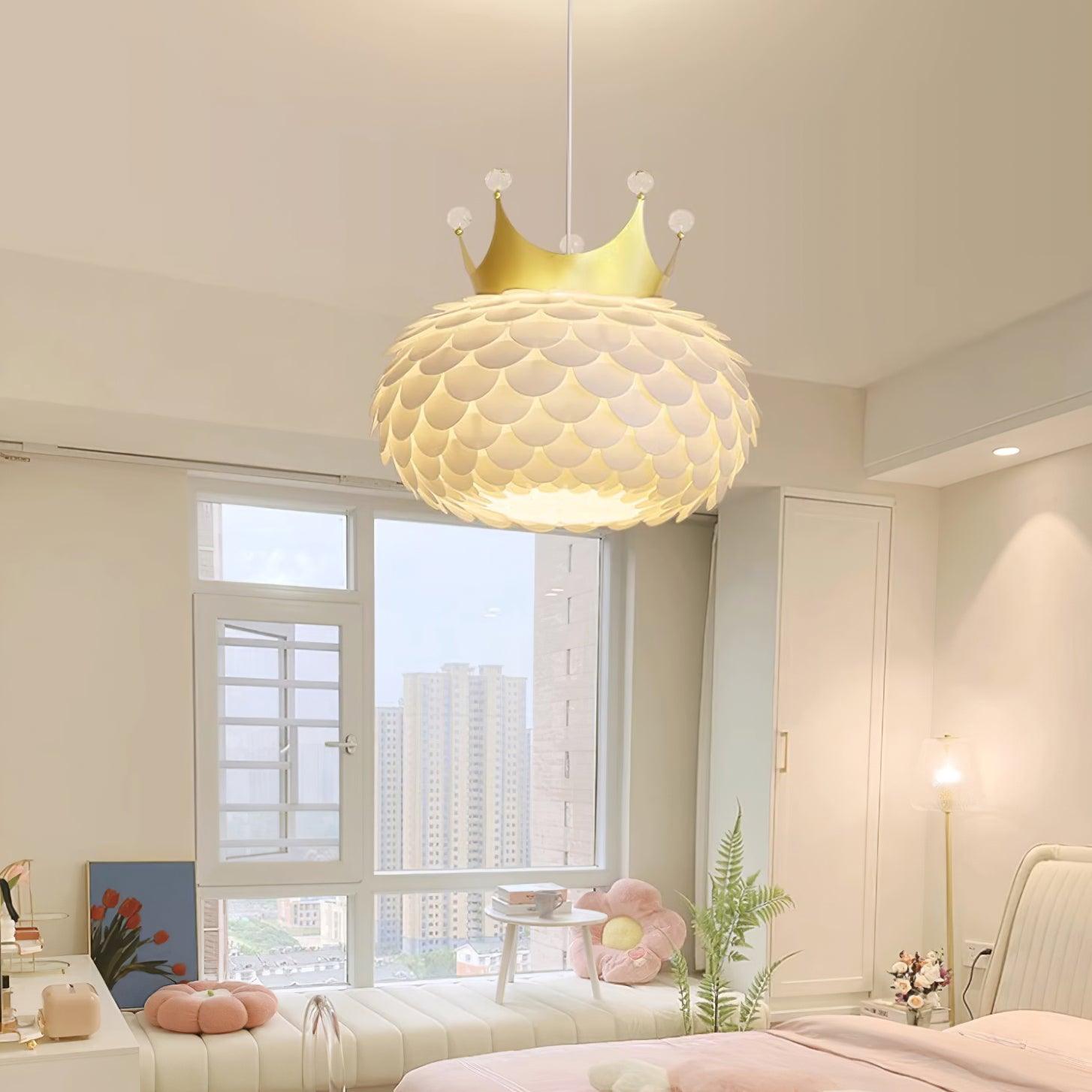Crown Pendant Lamp Crystal Scallop Glam - Letslighting