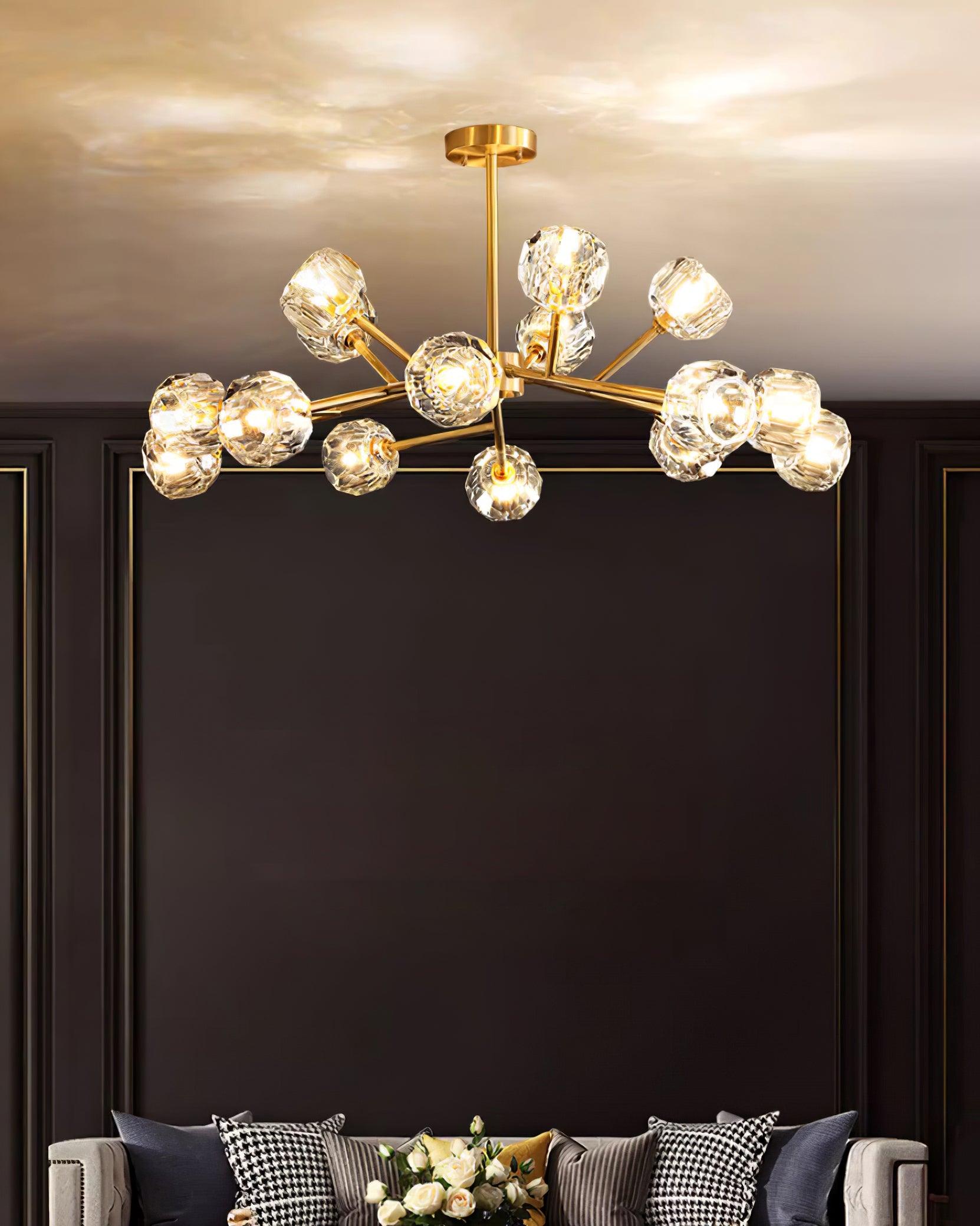 Crystal Lustre Boule Laiton Noir Facetté - Neutralighting