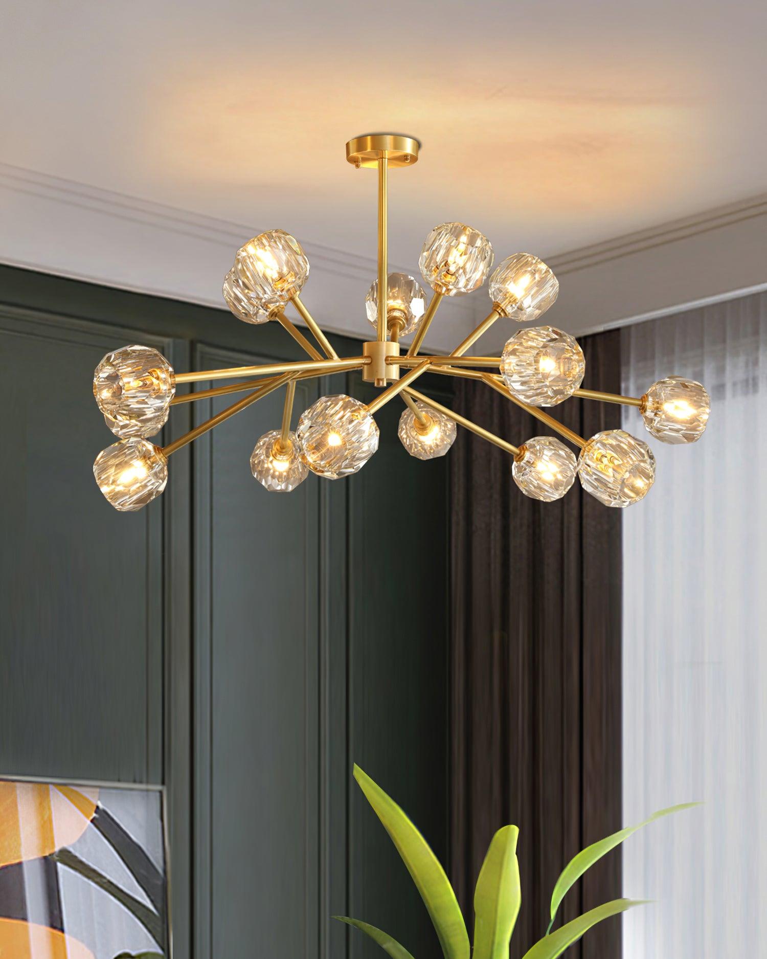 Crystal Lustre Boule Laiton Noir Facetté - Neutralighting