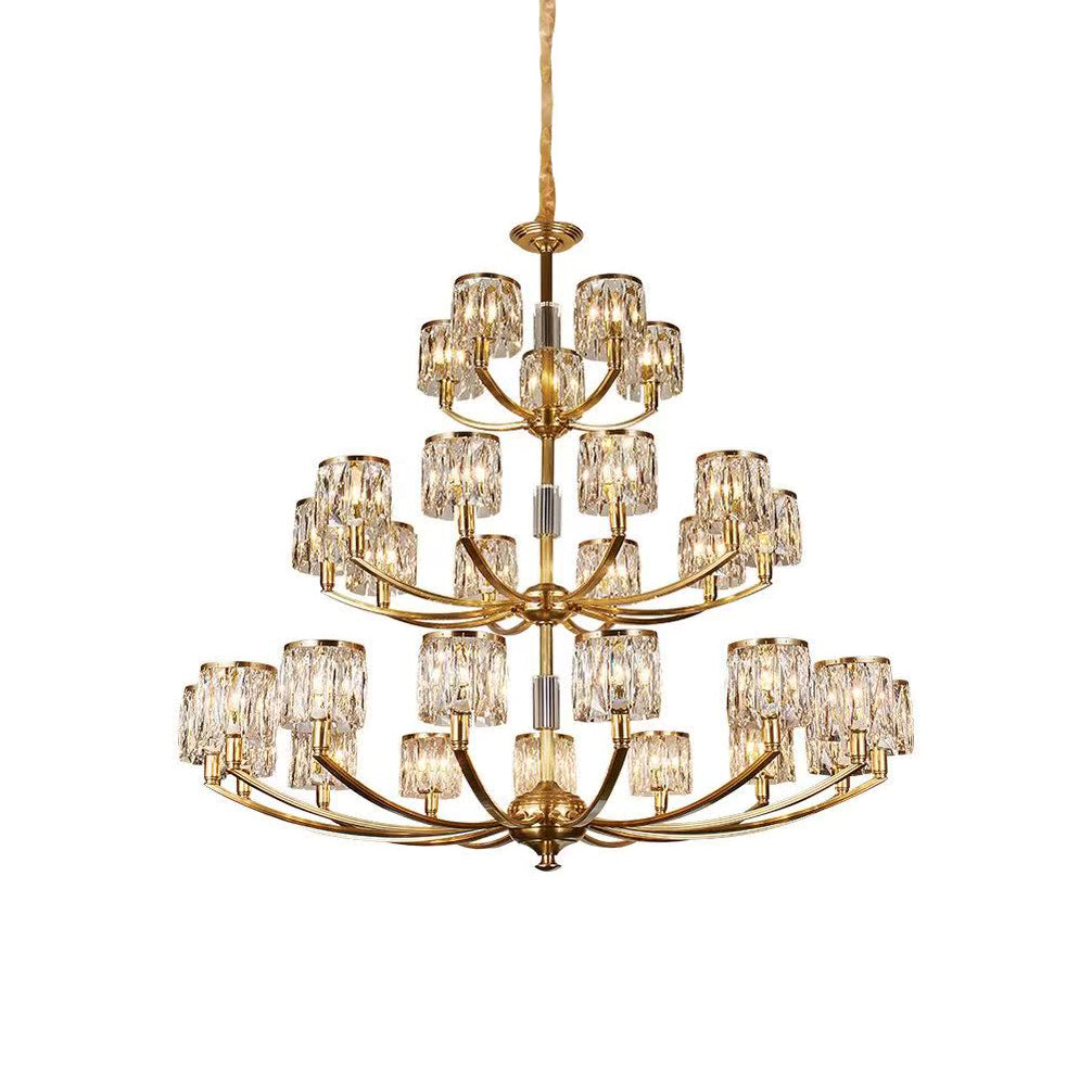 Amber Individual Creativity Column Brass Crystal Chandelier - Lamp Copper