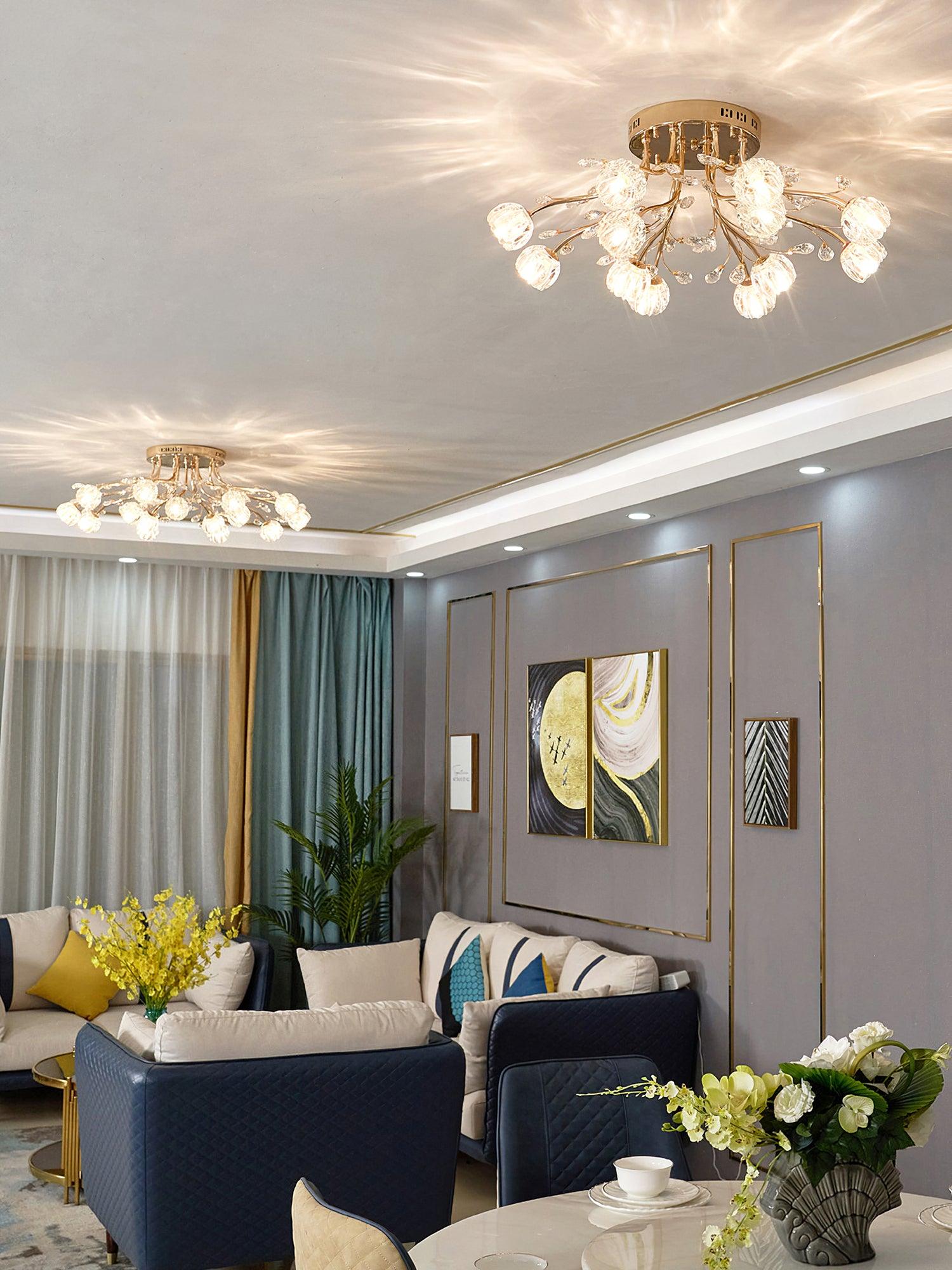 Aballs Postmoderne Luxe Fleur Cristal Plafonnier - Neutralighting