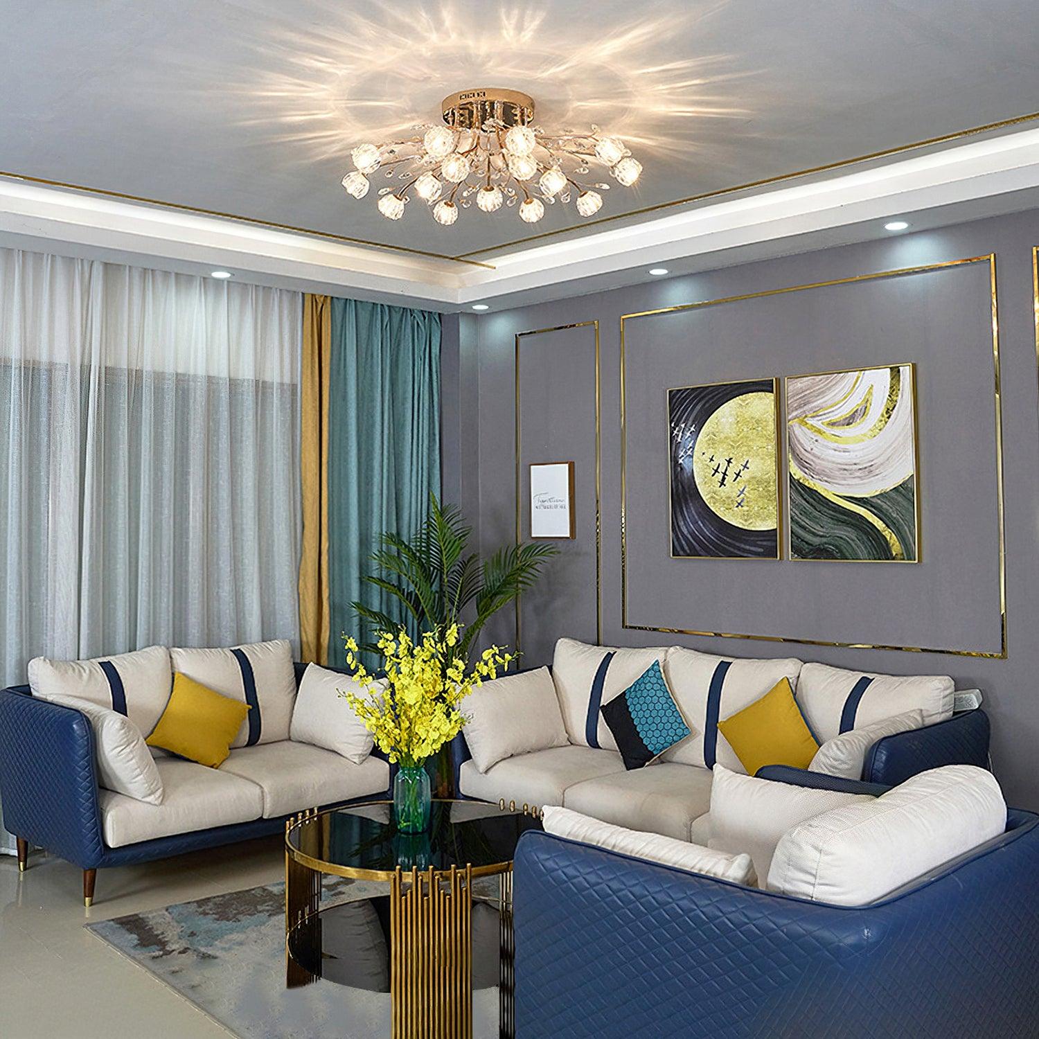 Aballs Postmoderne Luxe Fleur Cristal Plafonnier - Neutralighting