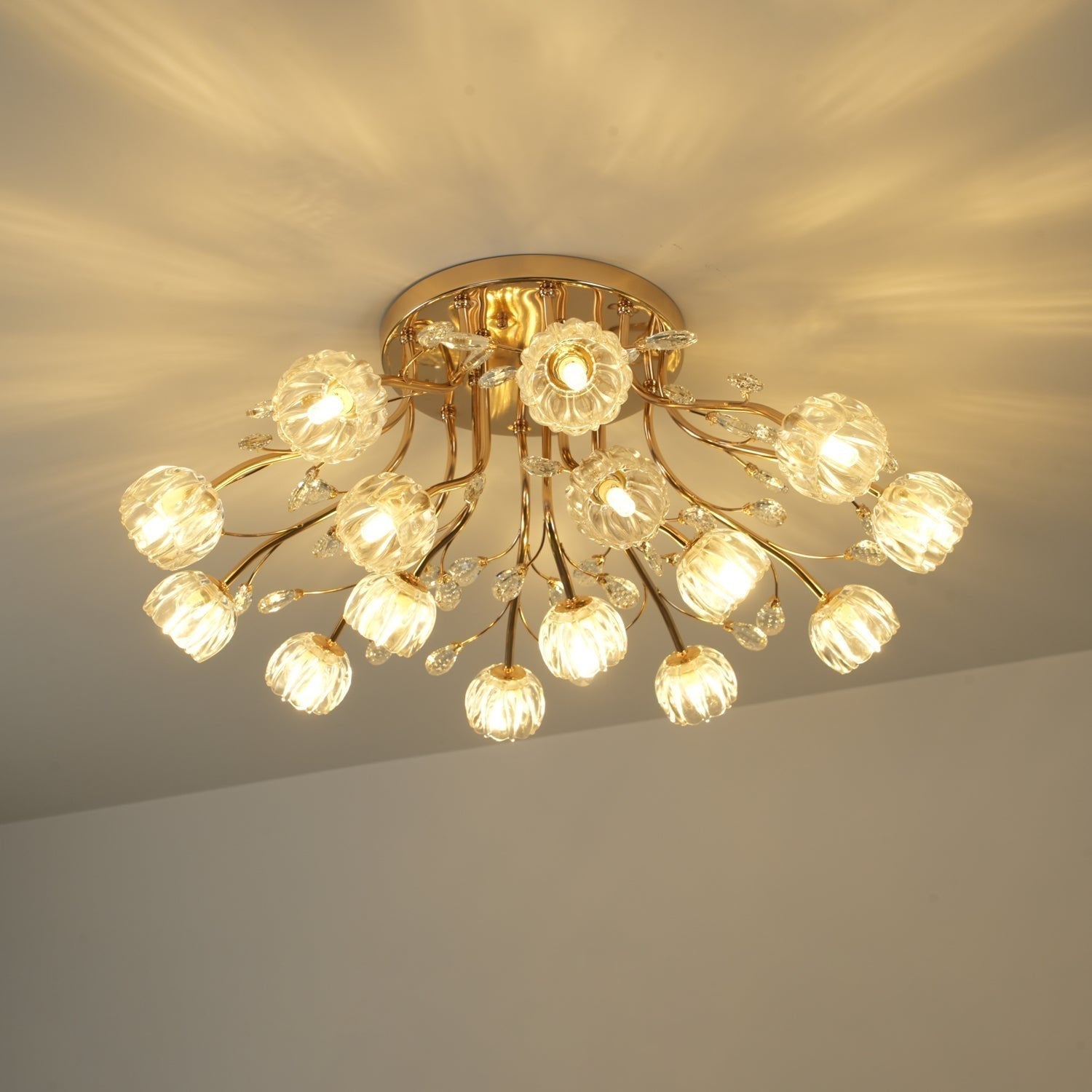 Aballs Postmoderne Luxe Fleur Cristal Plafonnier - Neutralighting